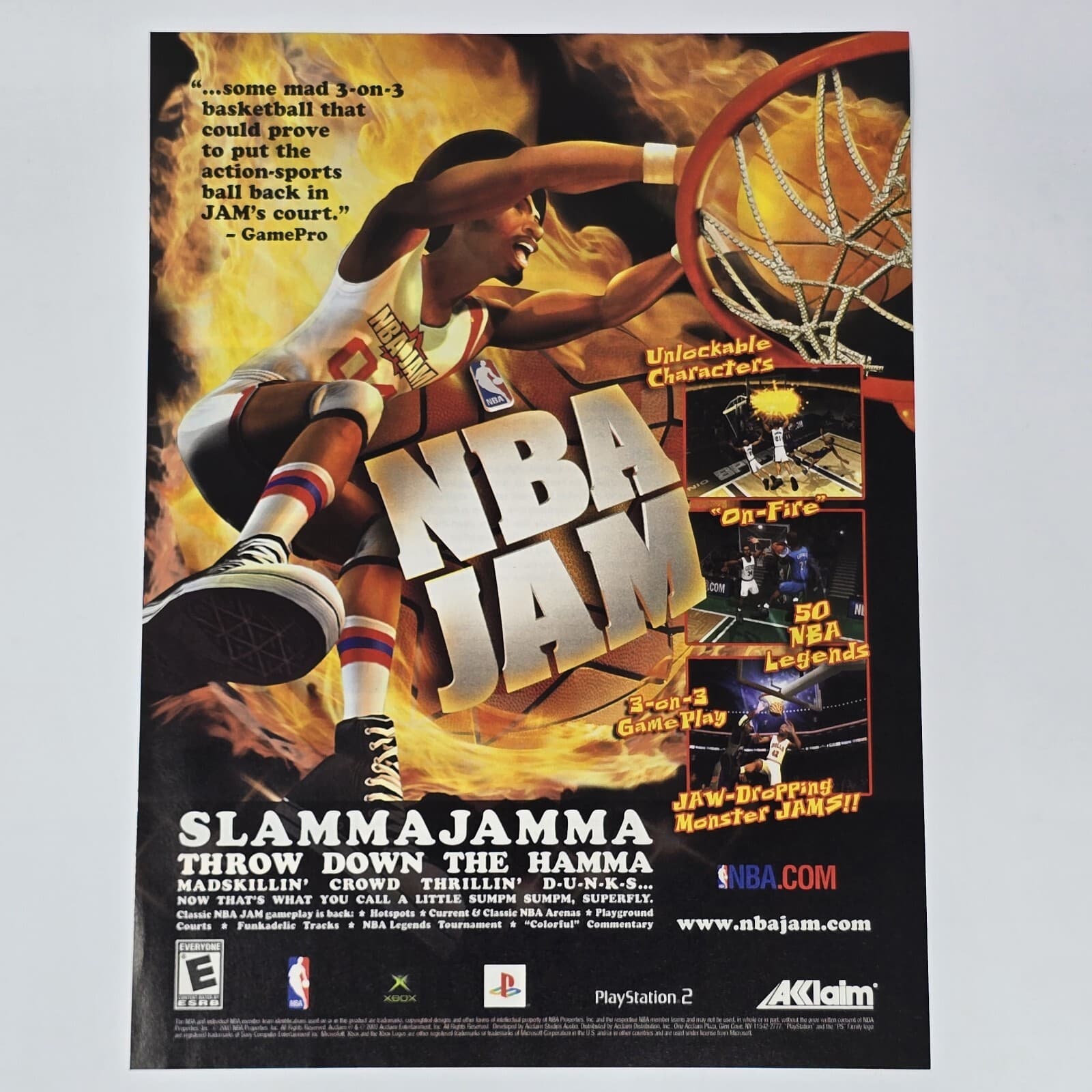 NBA Jam Xbox PlayStation 2 PS2 Slamma Jamma Print Ad/Poster Official Promo Art