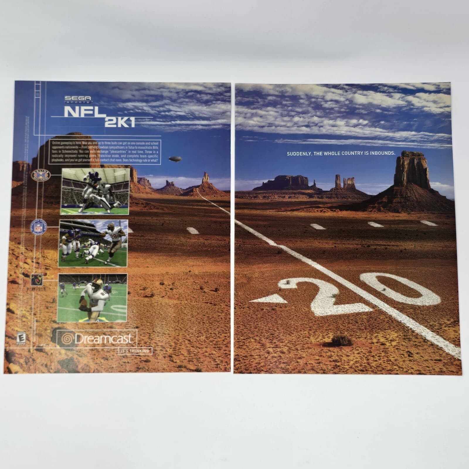 NFL 2K1 Sega Dreamcast Suddenly Print Ad/Poster Official Promo Art