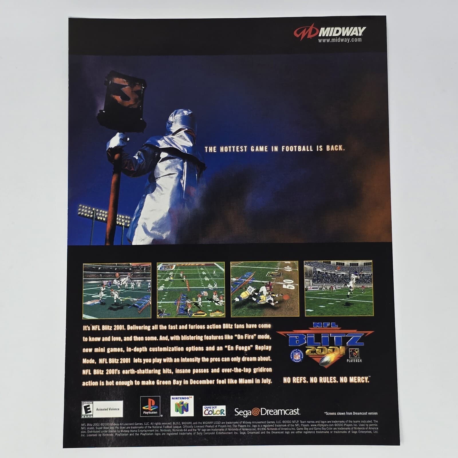 NFL Blitz 2001 Dreamcast N64 PS1 GameBoy Hottest Print Ad/Poster Official Promo