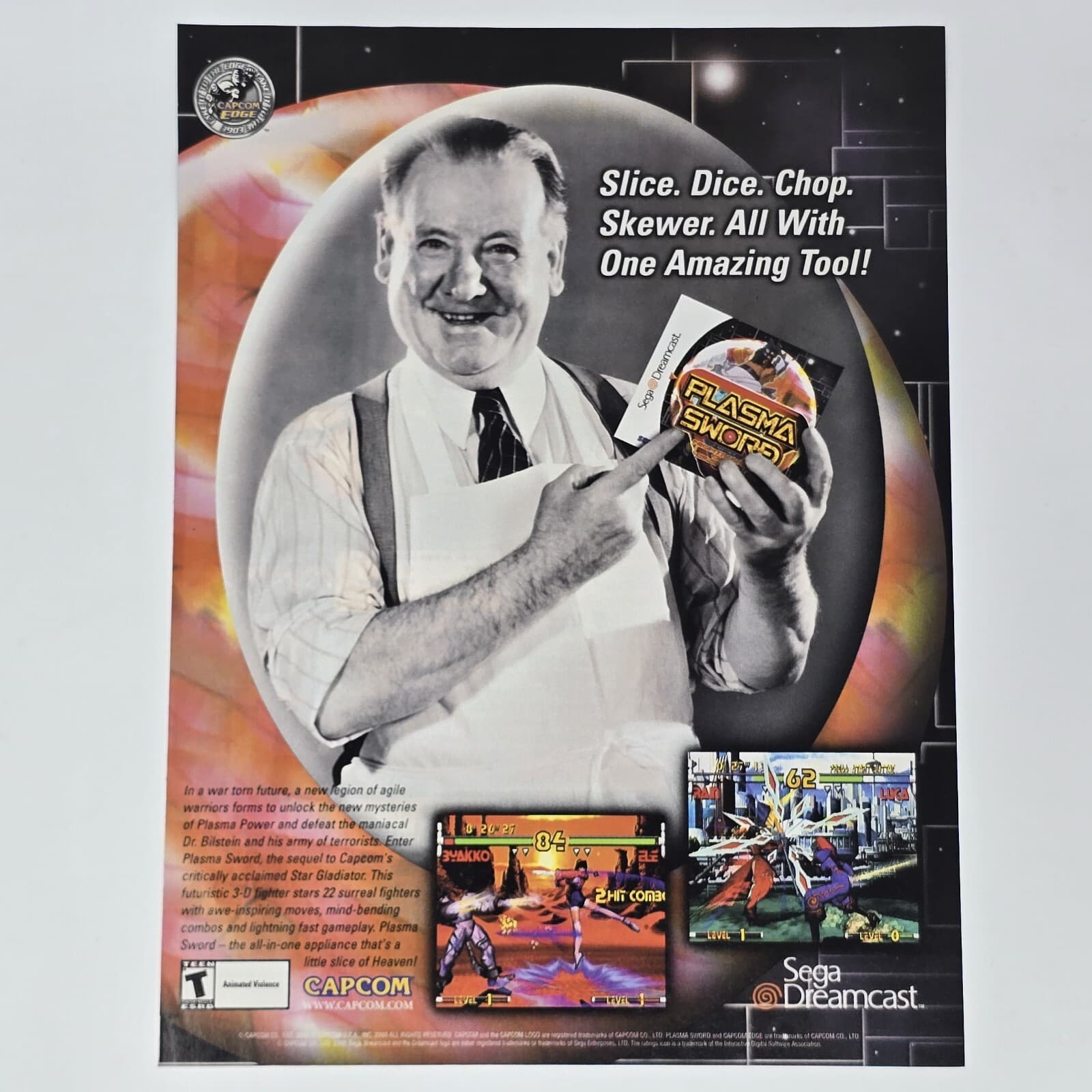 Plasma Sword Sega Dreamcast Capcom Slice Dice Print Ad/Poster Official Promo Art