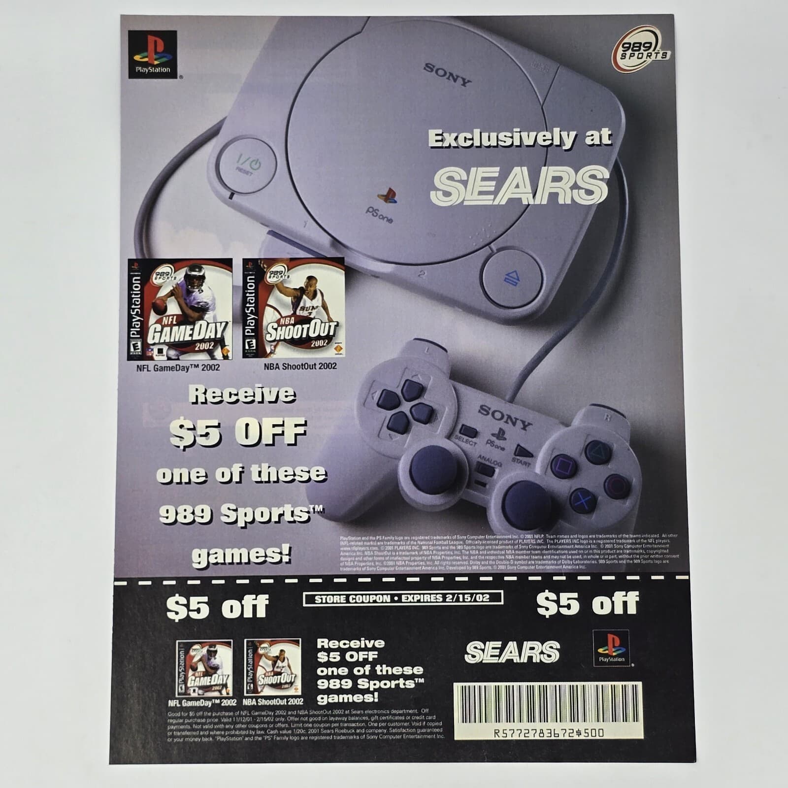 PlayStation PS1 Sears NFL NBA 989 Exclusively Print Ad/Poster Official Promo Art