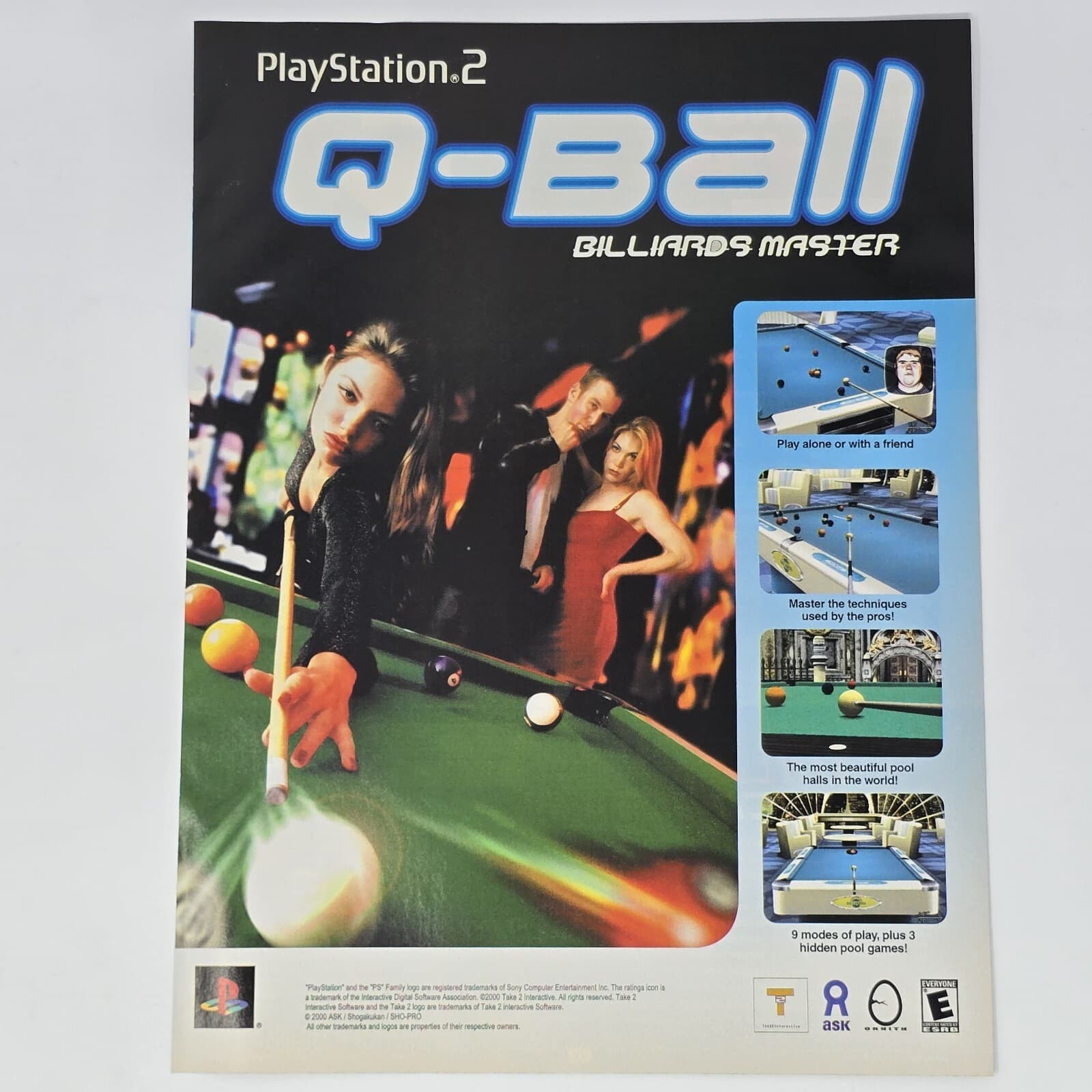 Q-Ball Billiards Master PlayStation 2 PS2 Print Ad/Poster Official Promo Art