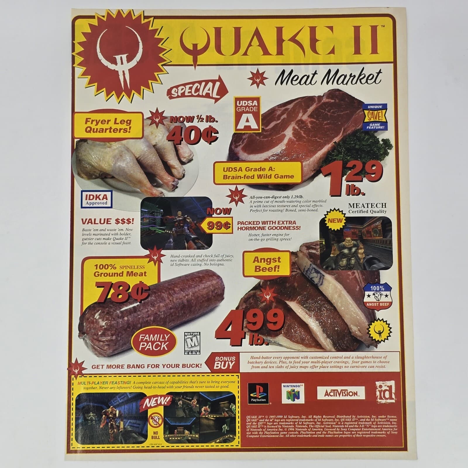 Quake II 2 Sony PS1 Nintendo N64 Meat Market Print Ad/Poster Official Promo Art