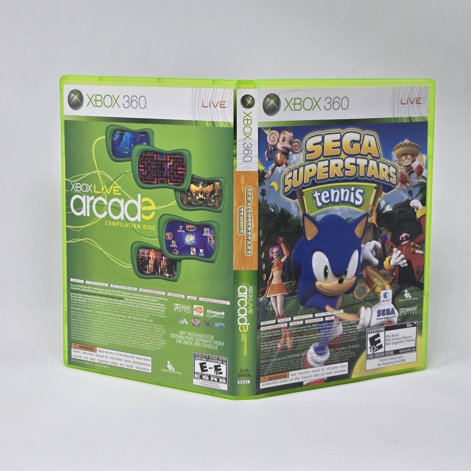 Sega Superstars Tennis Sonic + Live Arcade (Xbox 360) CIB COMPLETE & TESTED