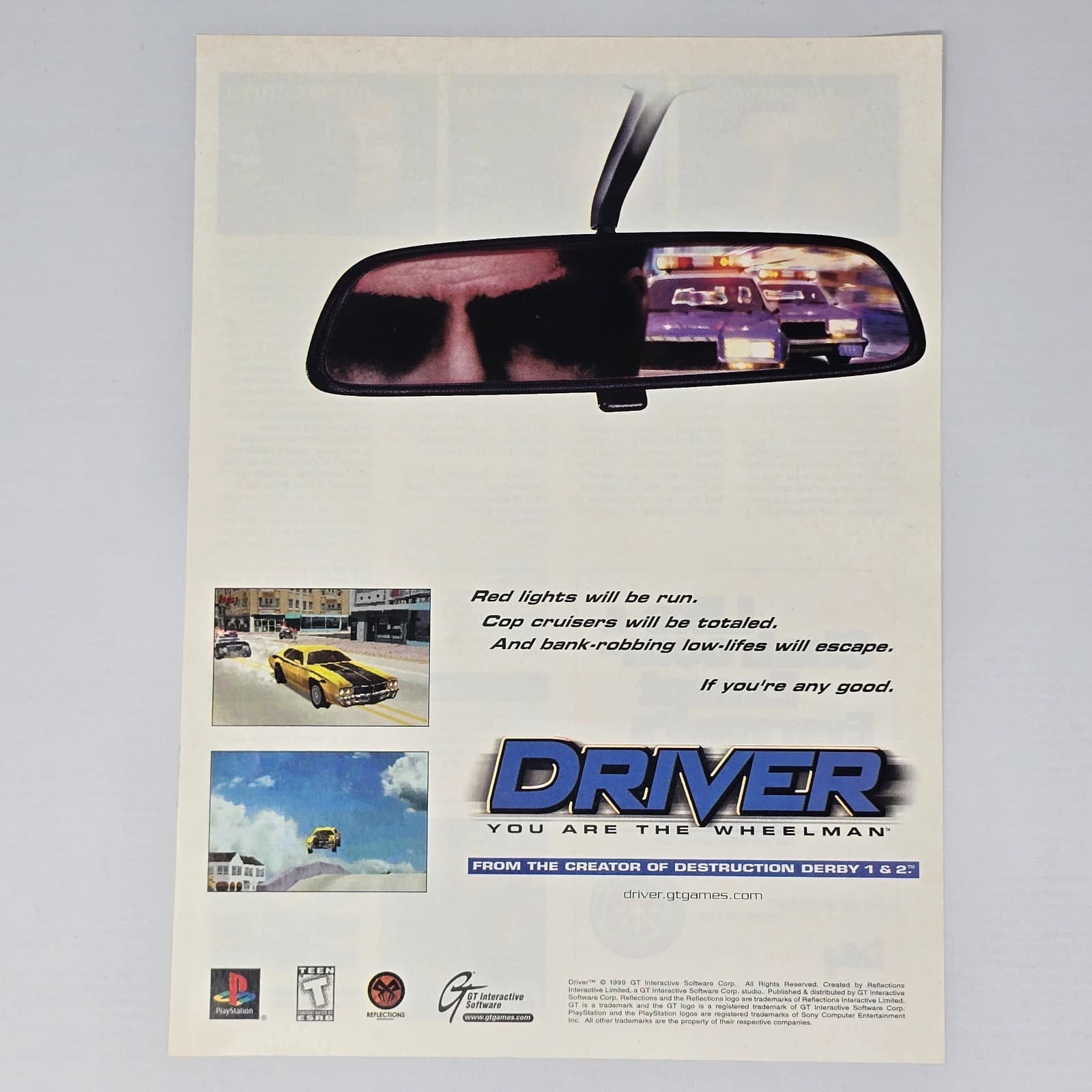 Driver You Are The Wheelman PlayStation PS1 Red Lights Print Ad/Poster