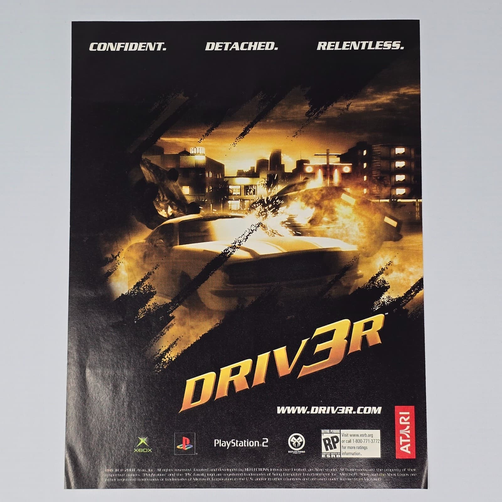 Driver 3 Xbox PlayStation 2 PS2 Confident Print Ad/Poster