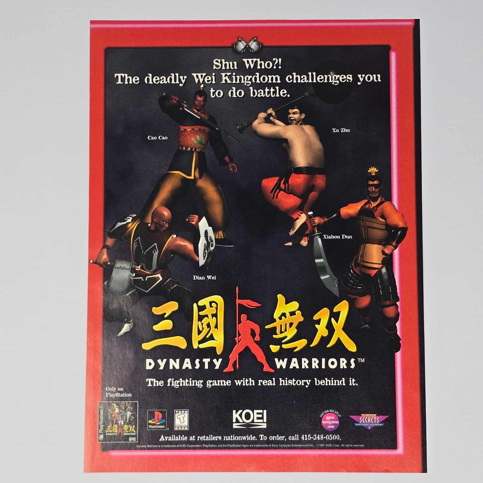 Dynasty Warriors PlayStation PS1 Real History Print Ad/Poster
