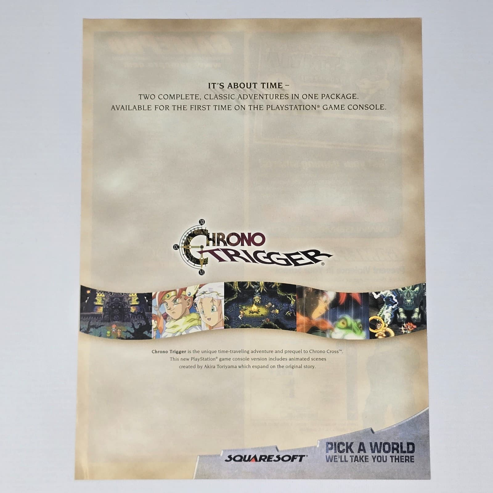 Chrono Trigger PlayStation PS1 It's About Time Print Ad/Poster