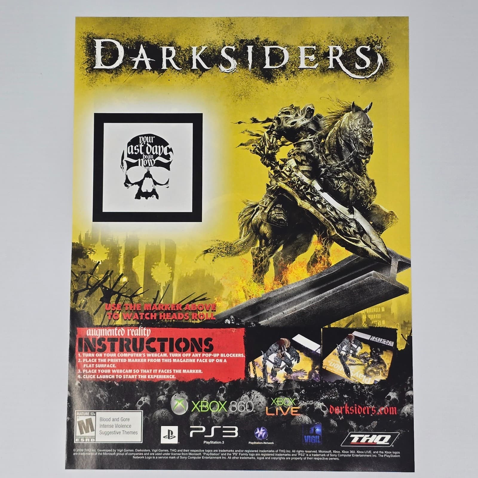 Darksiders Xbox 360 PlayStation 3 PS3 Marker Print Ad/Poster