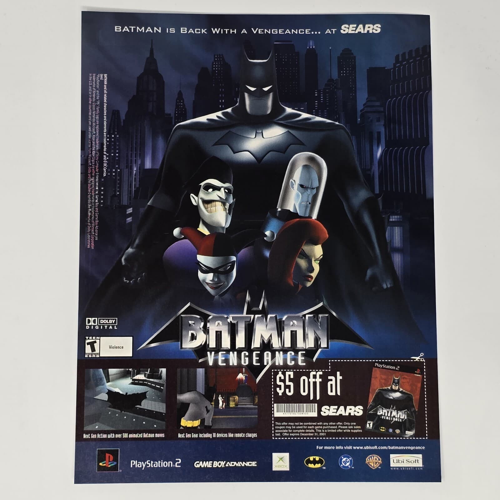 Batman Vengeance PS2 Xbox GameBoy Sears Print Ad/Poster Official Promo Art