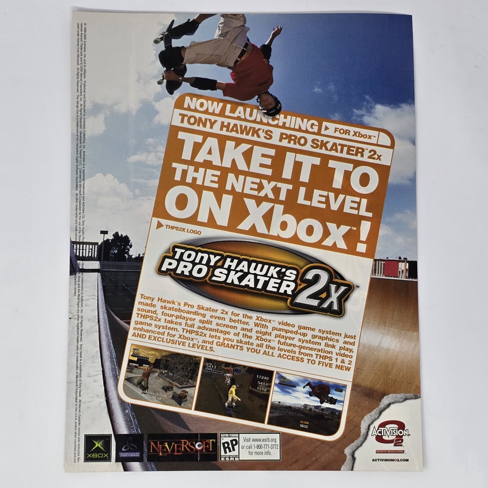Tony Hawk's Pro Skater 2x Xbox Next Level Print Ad/Poster Official Promo Art
