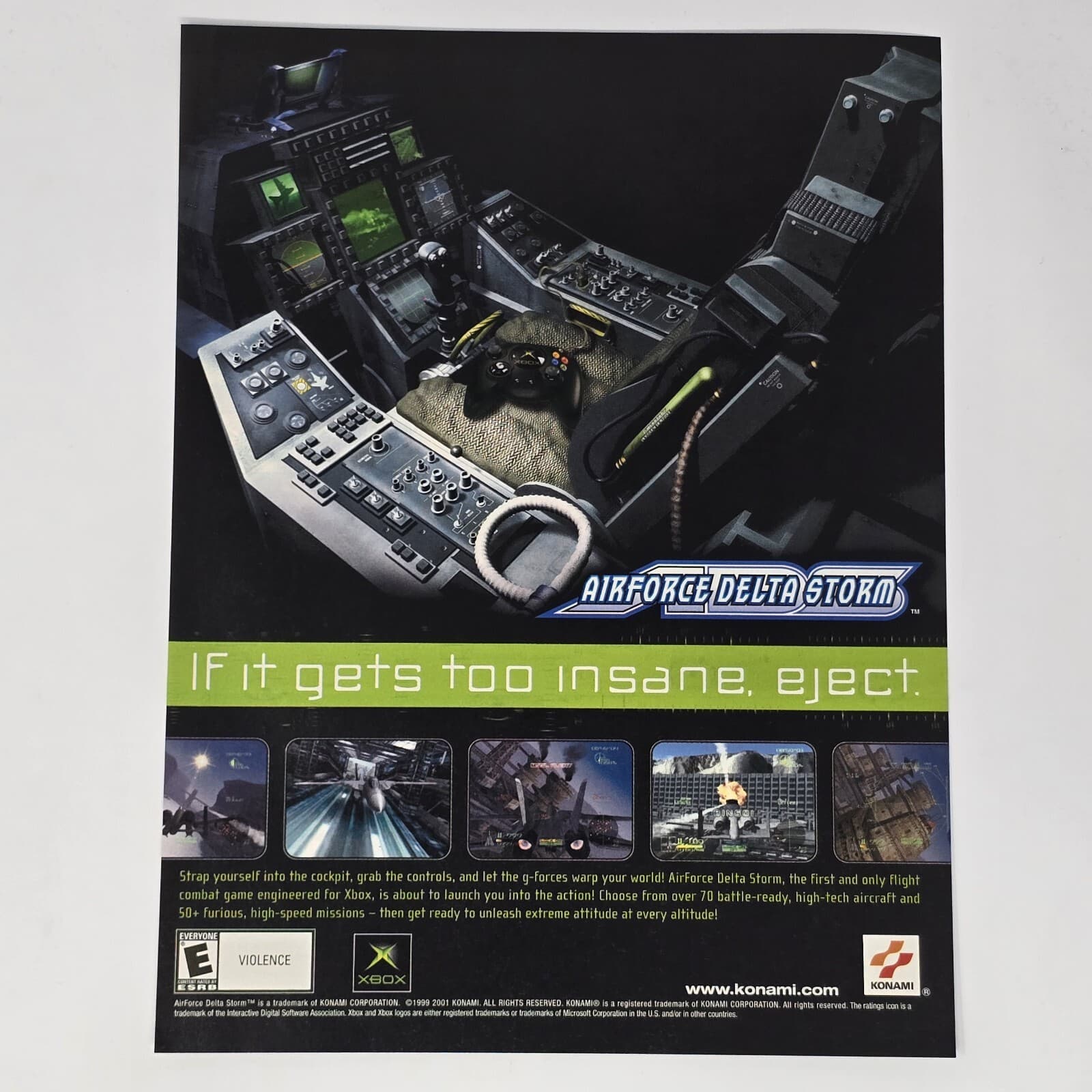 Airforce Delta Storm Xbox Konami Eject Print Ad/Poster Official Promo Art