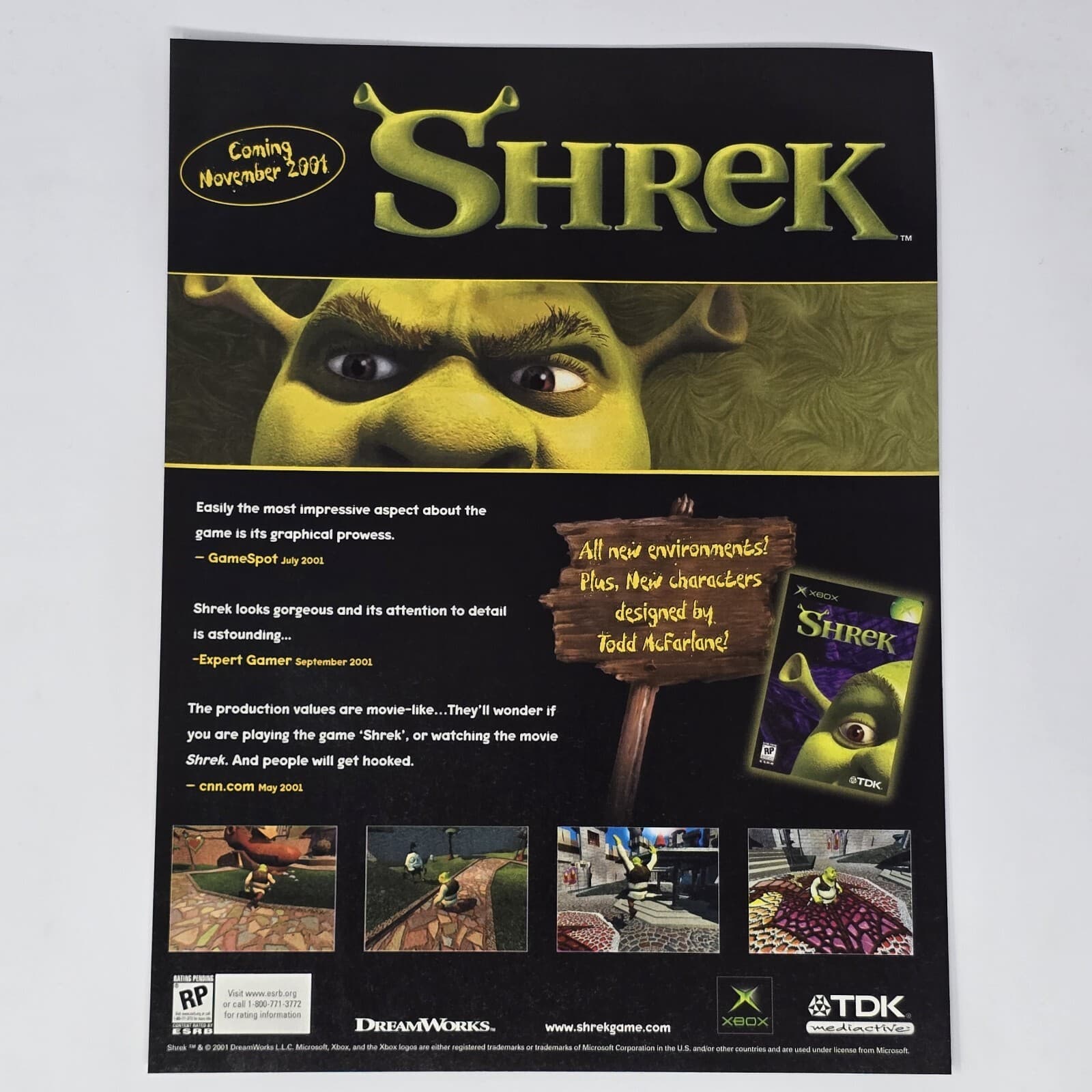Shrek Xbox TDK Coming November 2001 Print Ad/Poster Official Promo Art
