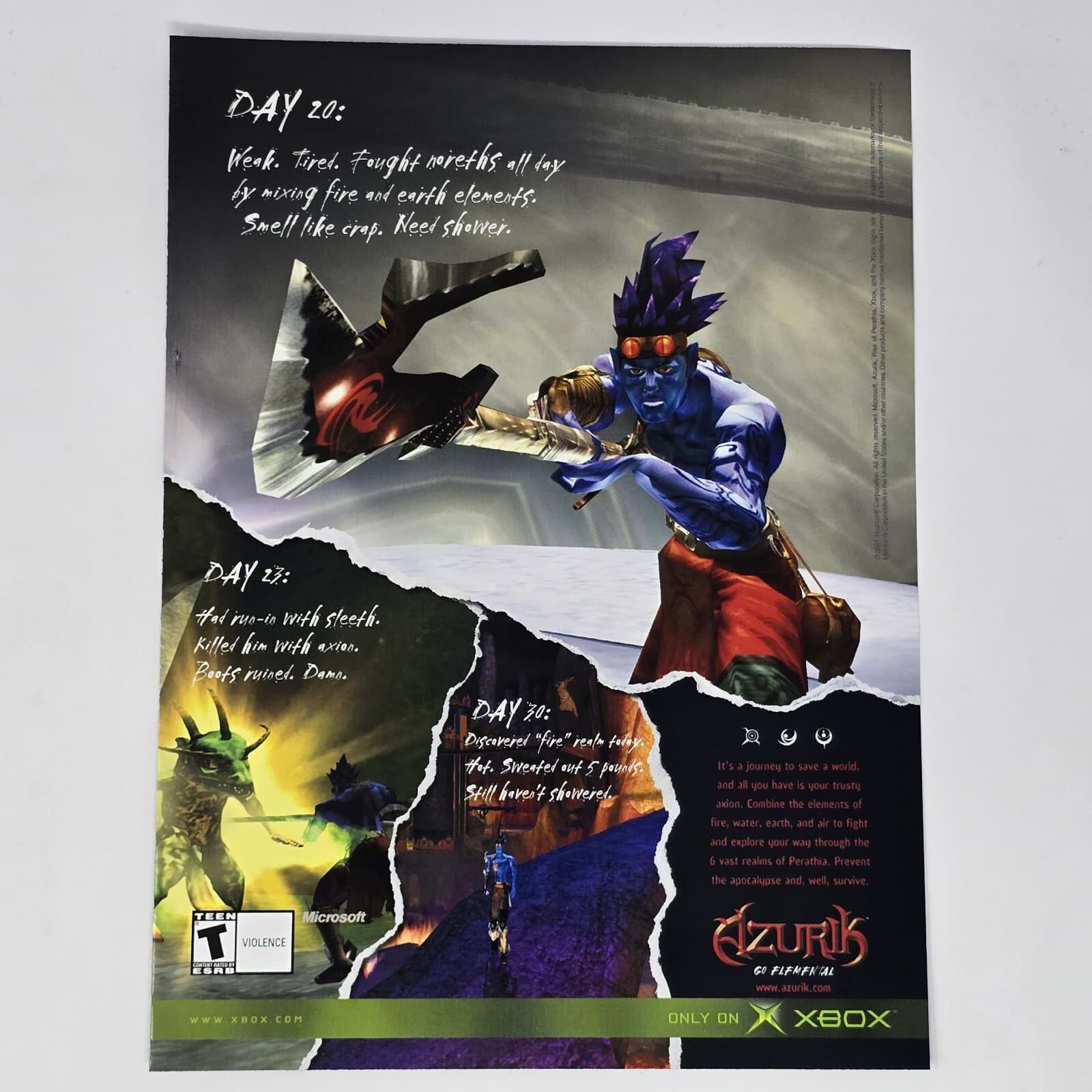Azurik Go Elemental Xbox It's A Journey Print Ad/Poster Official Promo Art