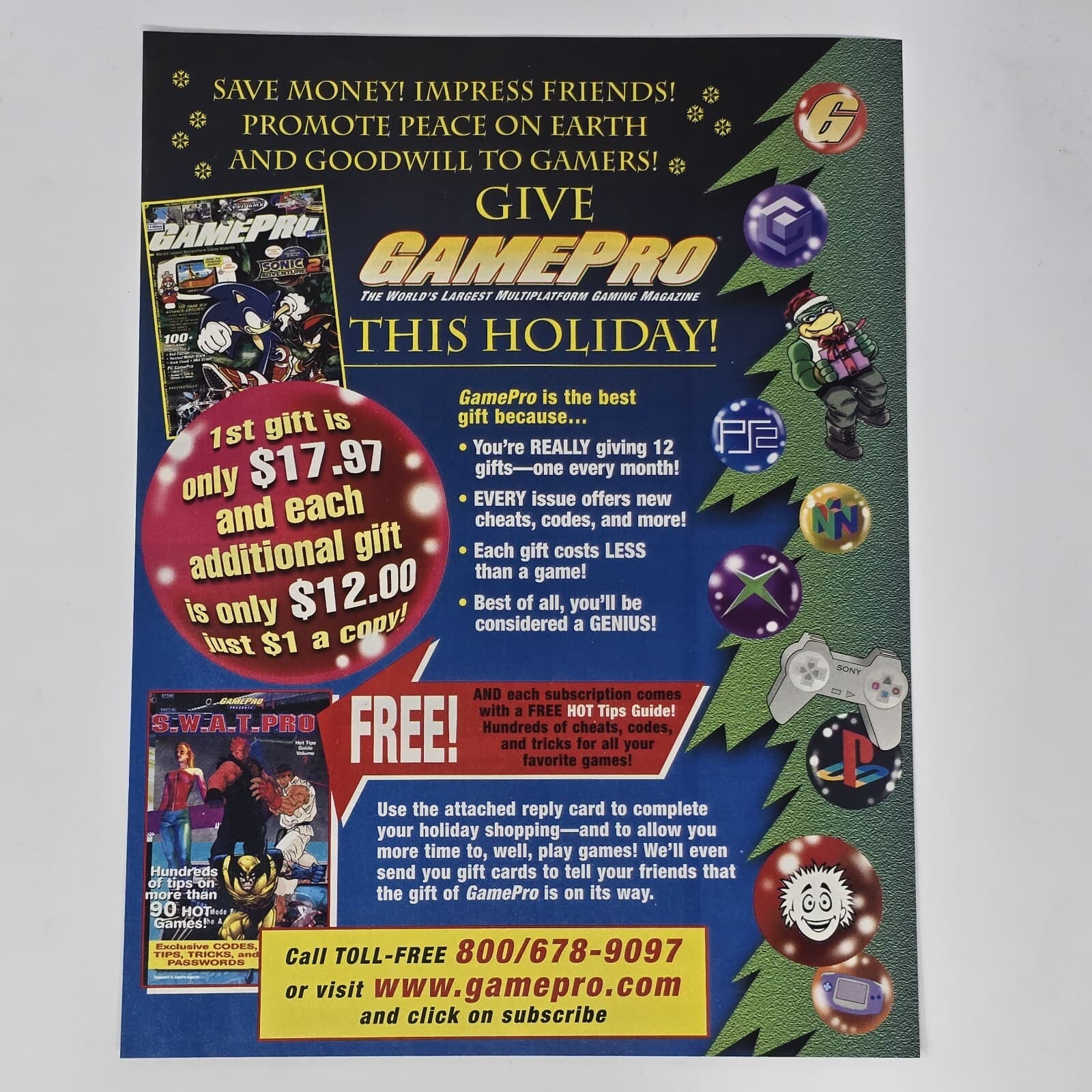 GamePro This Holiday Sonic Wolverine Print Ad/Poster Official Promo Art