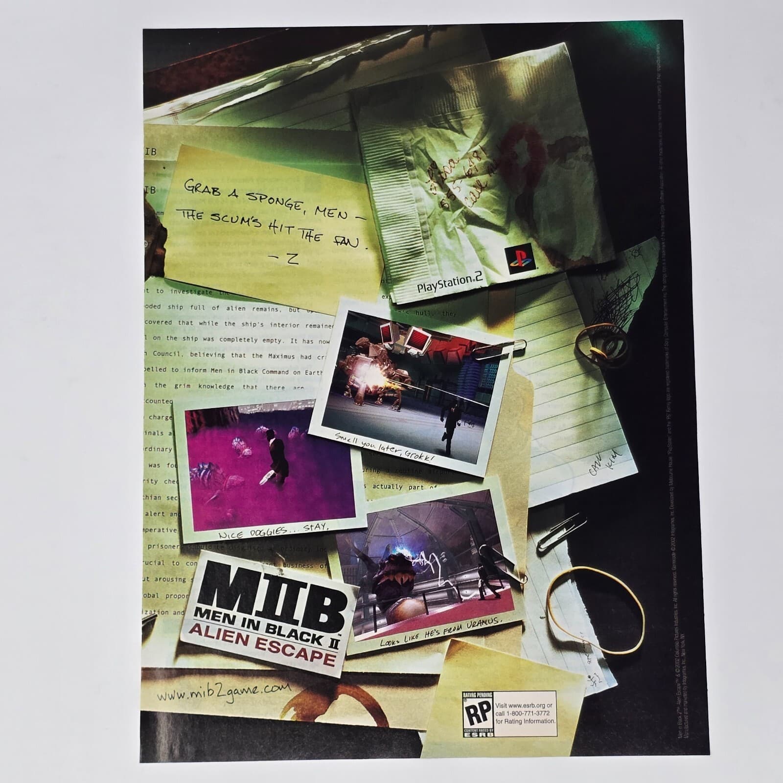 Men In Black II 2 Sony PlayStation 2 PS2 Hit The Fan Print Ad/Poster Promo Art
