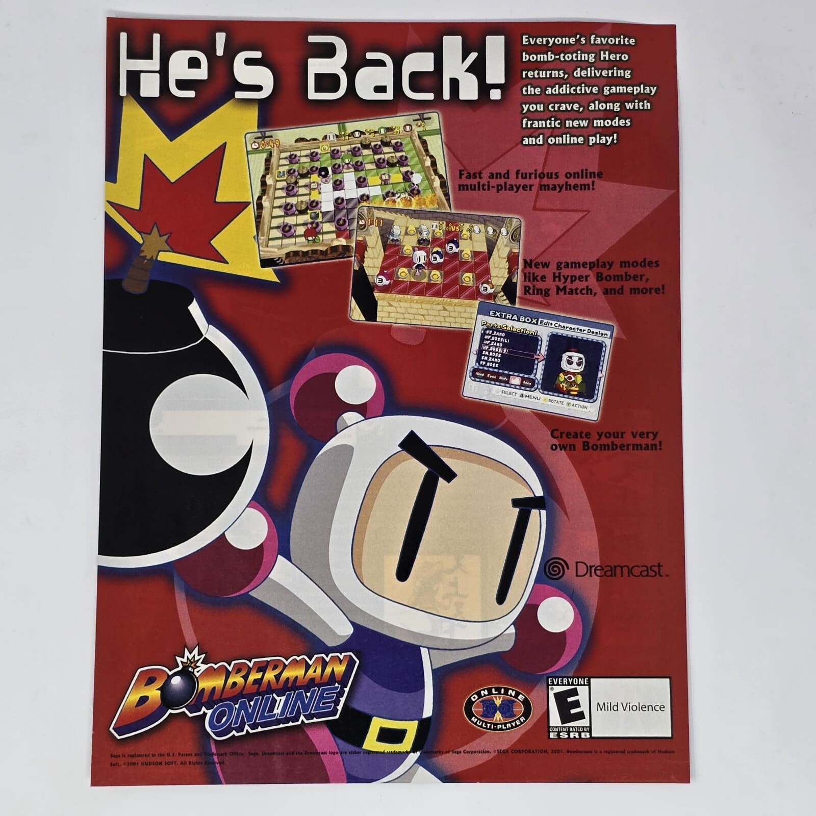 Bomberman Online Sega Dreamcast He's Back Print Ad/Poster Official Promo Art