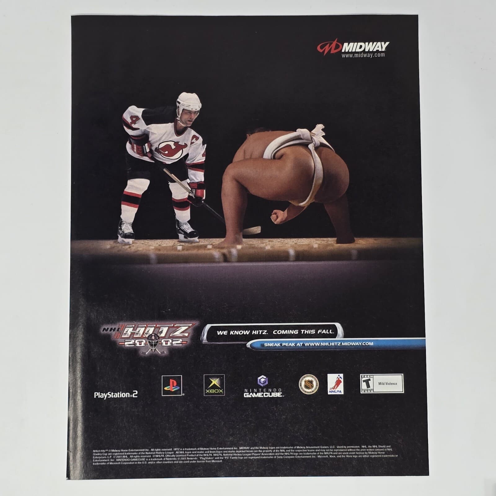 NHL Hitz 2002 PS2 Xbox GameCube Midway Sumo Print Ad/Poster Official Promo Art