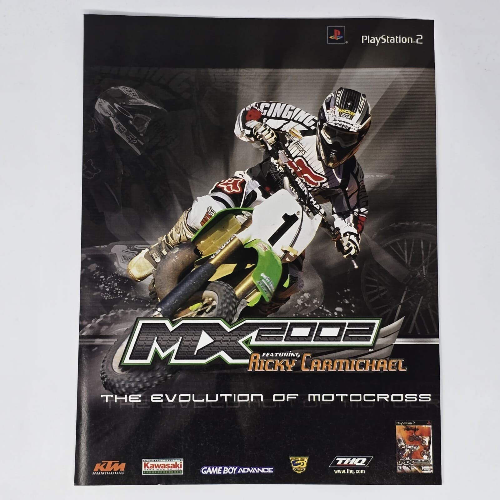 MX 2002 PS2 GameBoy Advance Evolution Green Bike Print Ad/Poster Official Promo