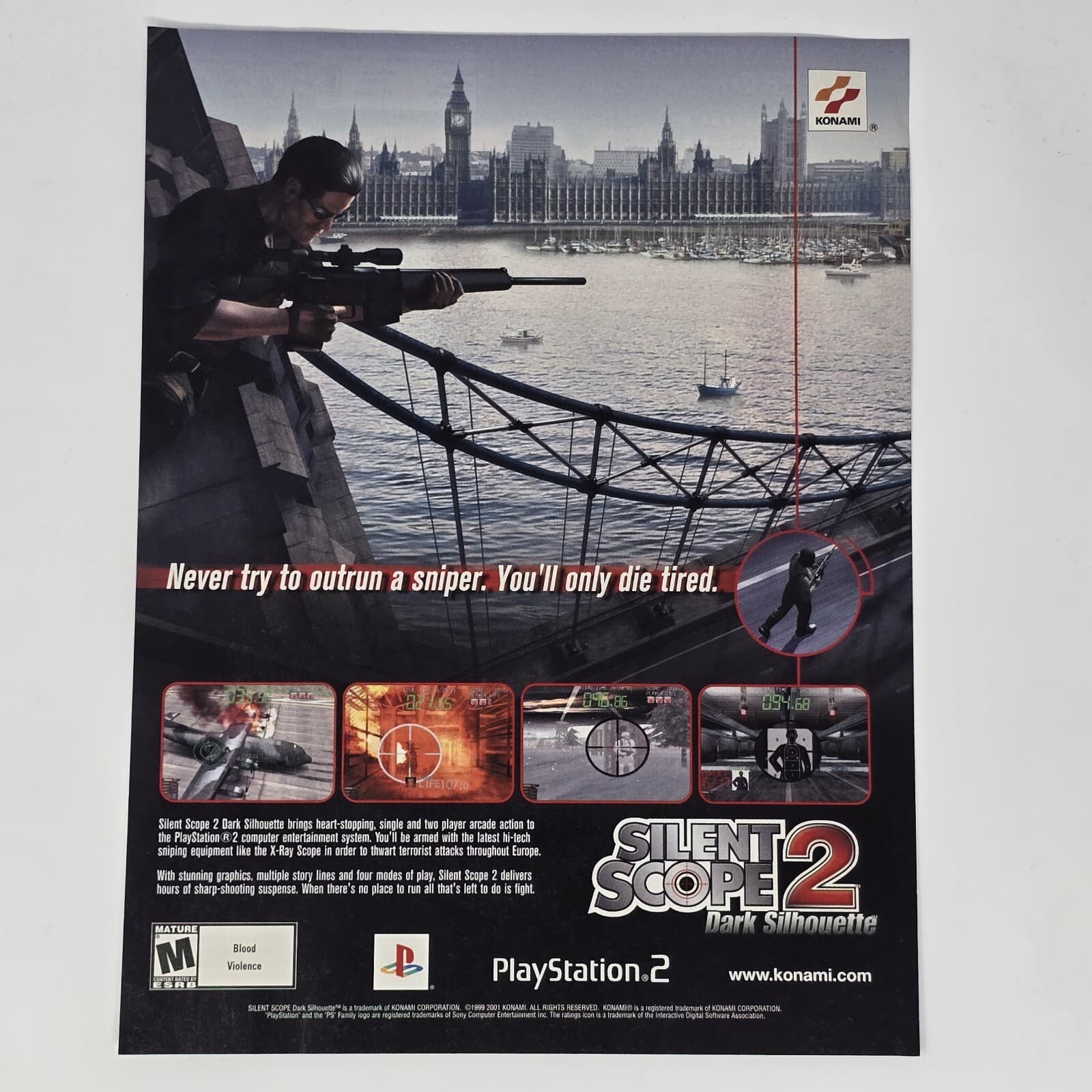 Silent Scope 2 Dark Silhouette PS2 Never Try Print Ad/Poster Official Promo Art