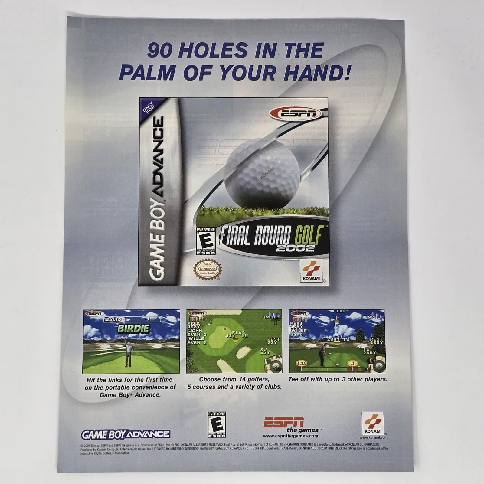 Final Round Golf 2002 GameBoy Advance 90Holes Print Ad/Poster Official Promo Art