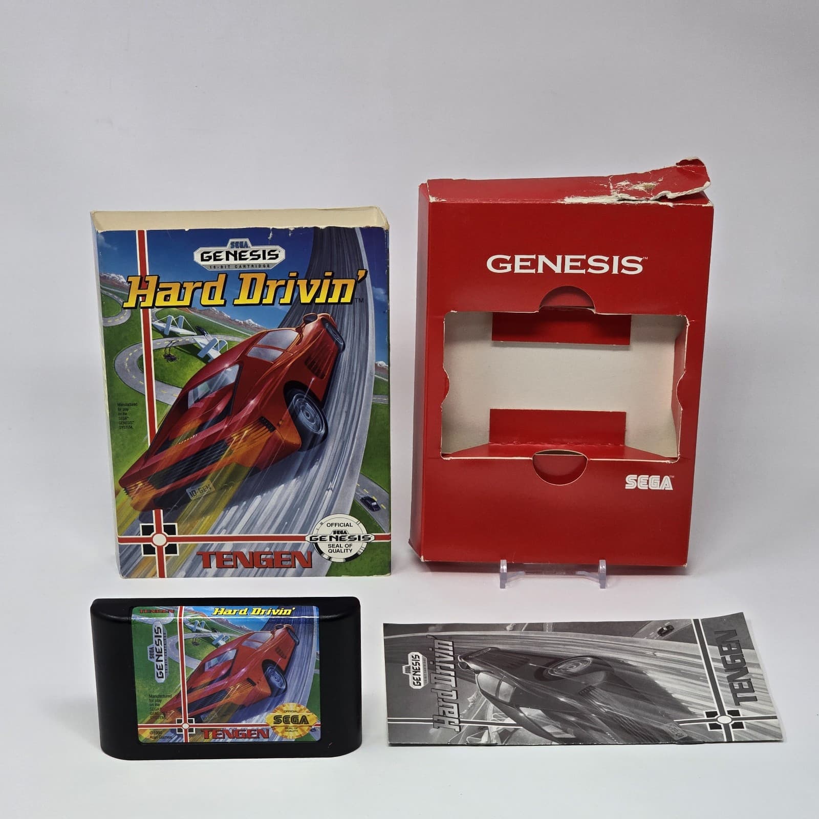 Hard Drivin' (Sega Genesis) Cardboard Box CIB COMPLETE & TESTED (Box Wear)