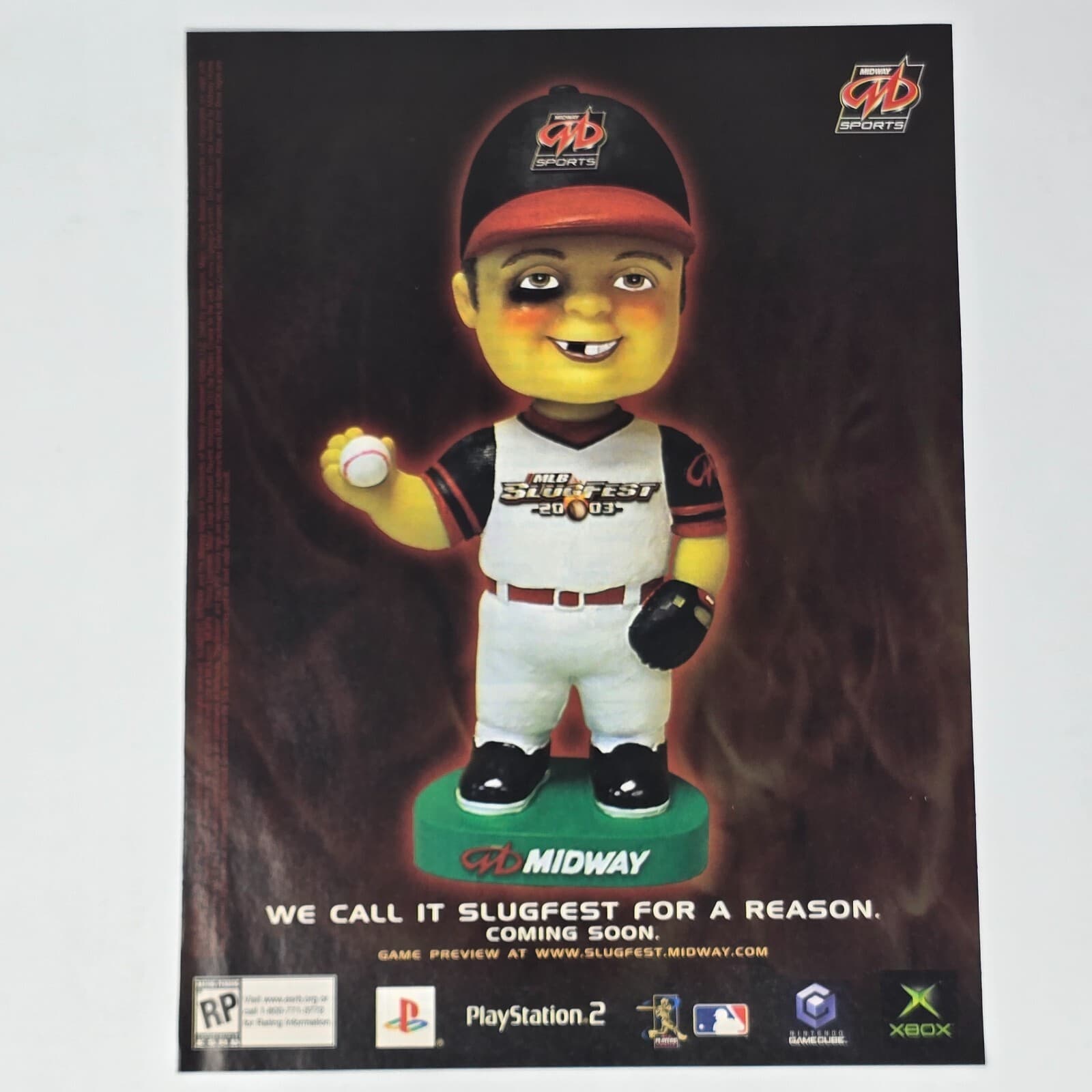 MLB Slugfest PlayStation PS2 GameCube Xbox Bobblehead Print Ad/Poster Promo Art