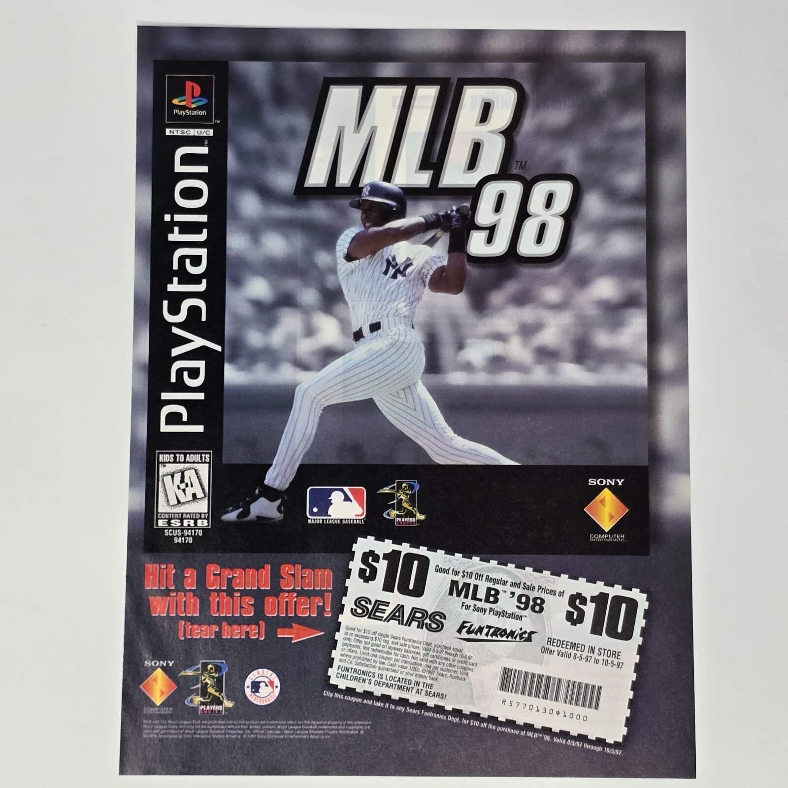 MLB 98 Sony PlayStation 1 PS1 Sears Grand Slam Print Ad/Poster Promo Art