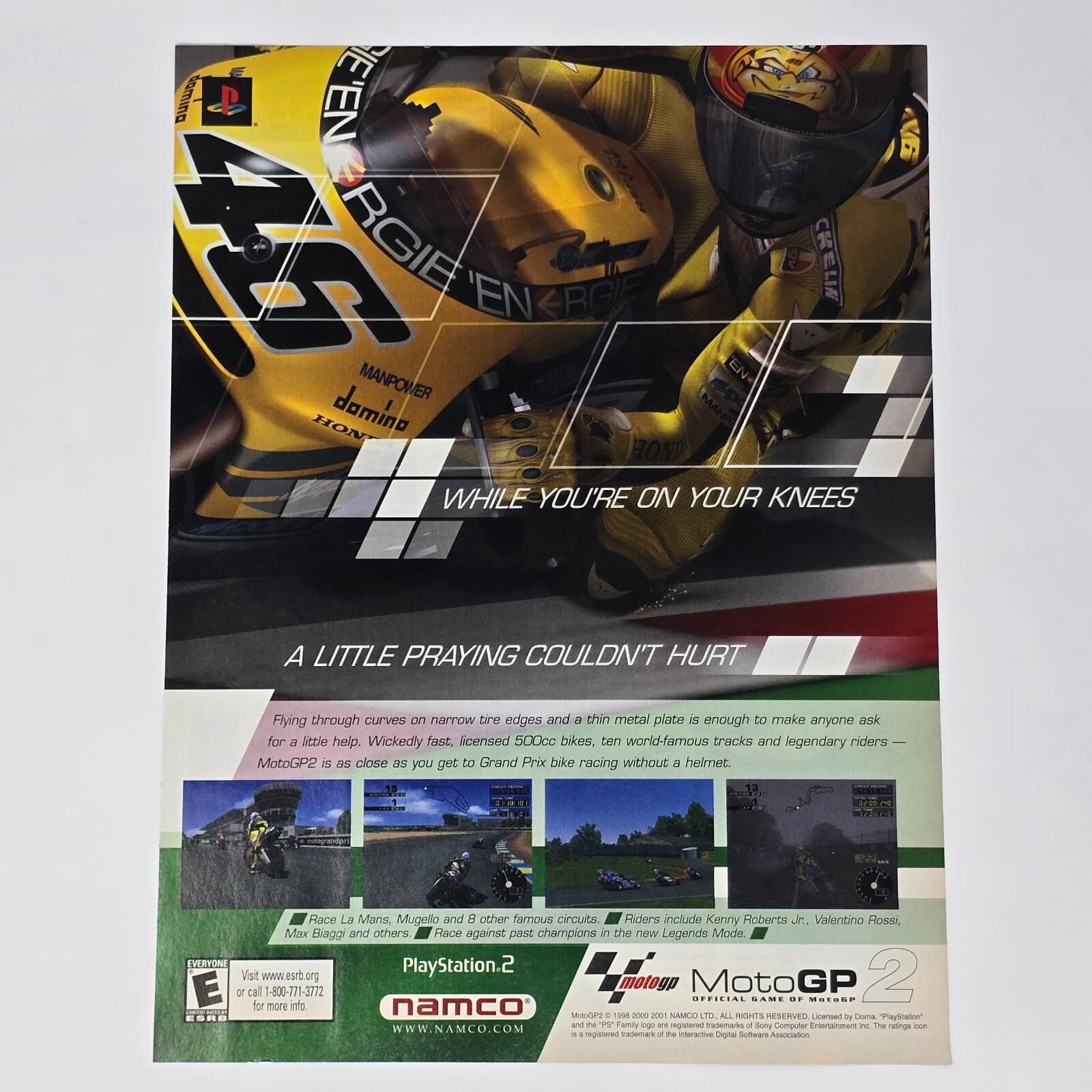 MotoGP 2 Sony PlayStation 2 PS2 Praying Print Ad/Poster Promo Art