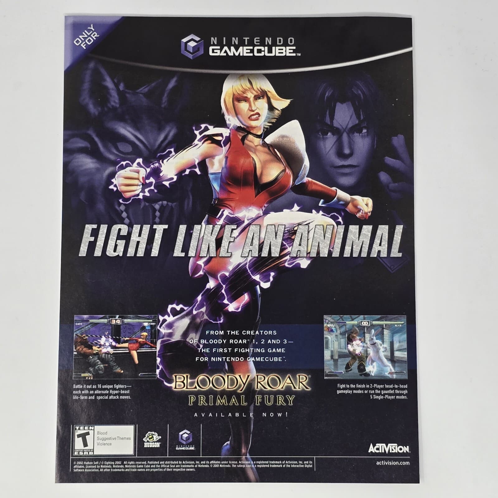 Bloody Roar Primal Fury GameCube Animal Print Ad/Poster Official Promo Art