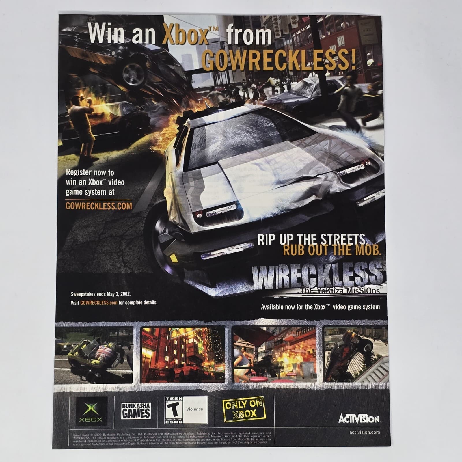 Wreckless The Yakuza Missions Xbox Rub Out Print Ad/Poster Official Promo Art