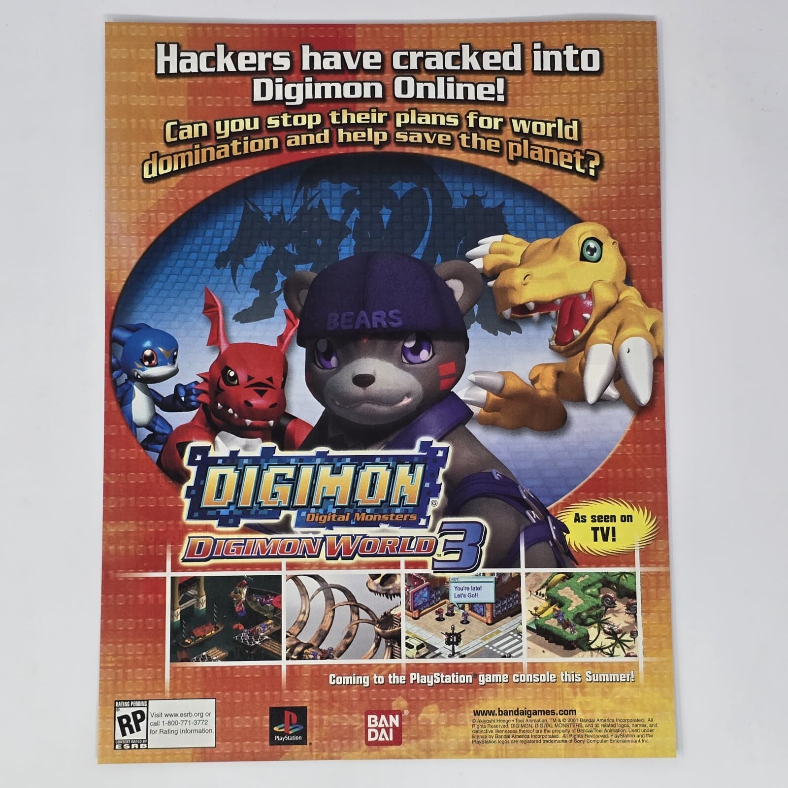 Digimon World 3 PlayStation Hackers Print Ad/Poster Official Promo Art