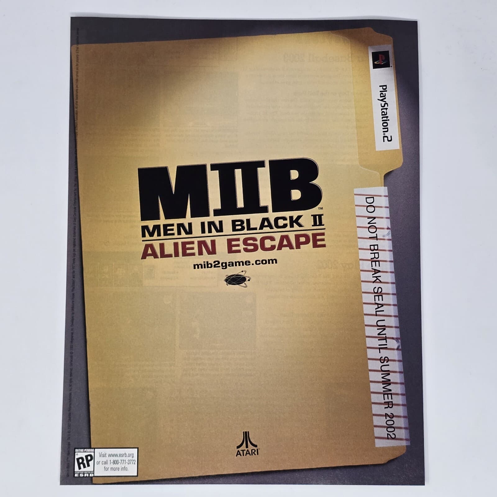 Men In Black 2 Alien Escape PS2 Break Seal Print Ad/Poster Official Promo Art