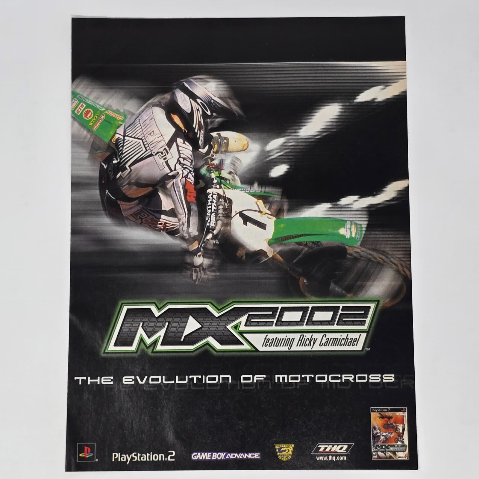MX 2002 PlayStation 2 PS2 GameBoy Advance Green Bike Print Ad/Poster Promo Art