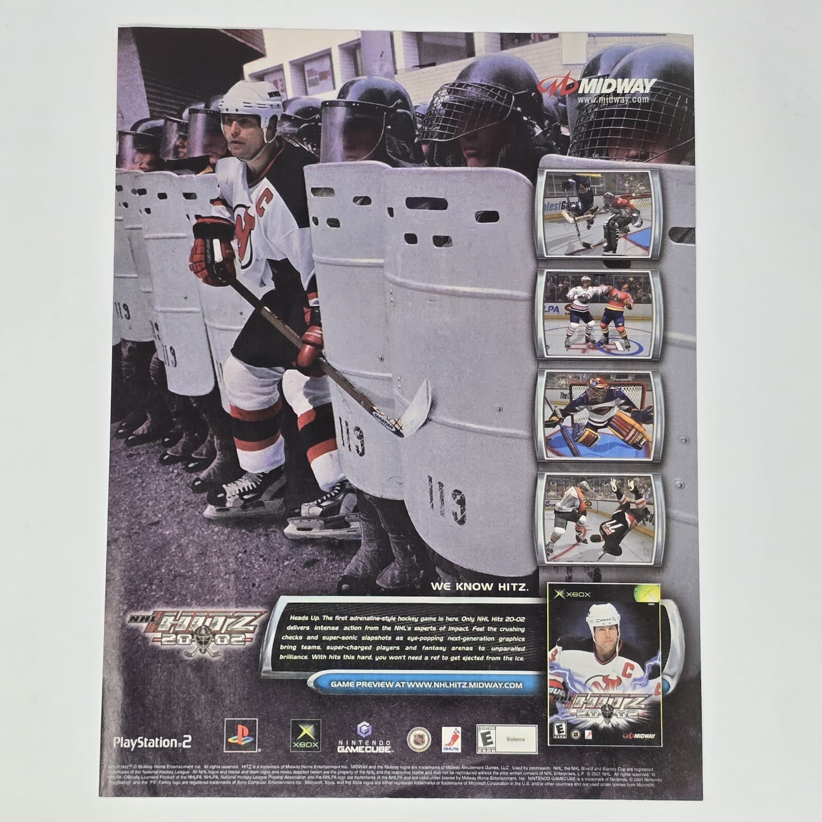 NHL Hitz 2002 PS2 Xbox GameCube Riot Police Print Ad/Poster Official Promo Art