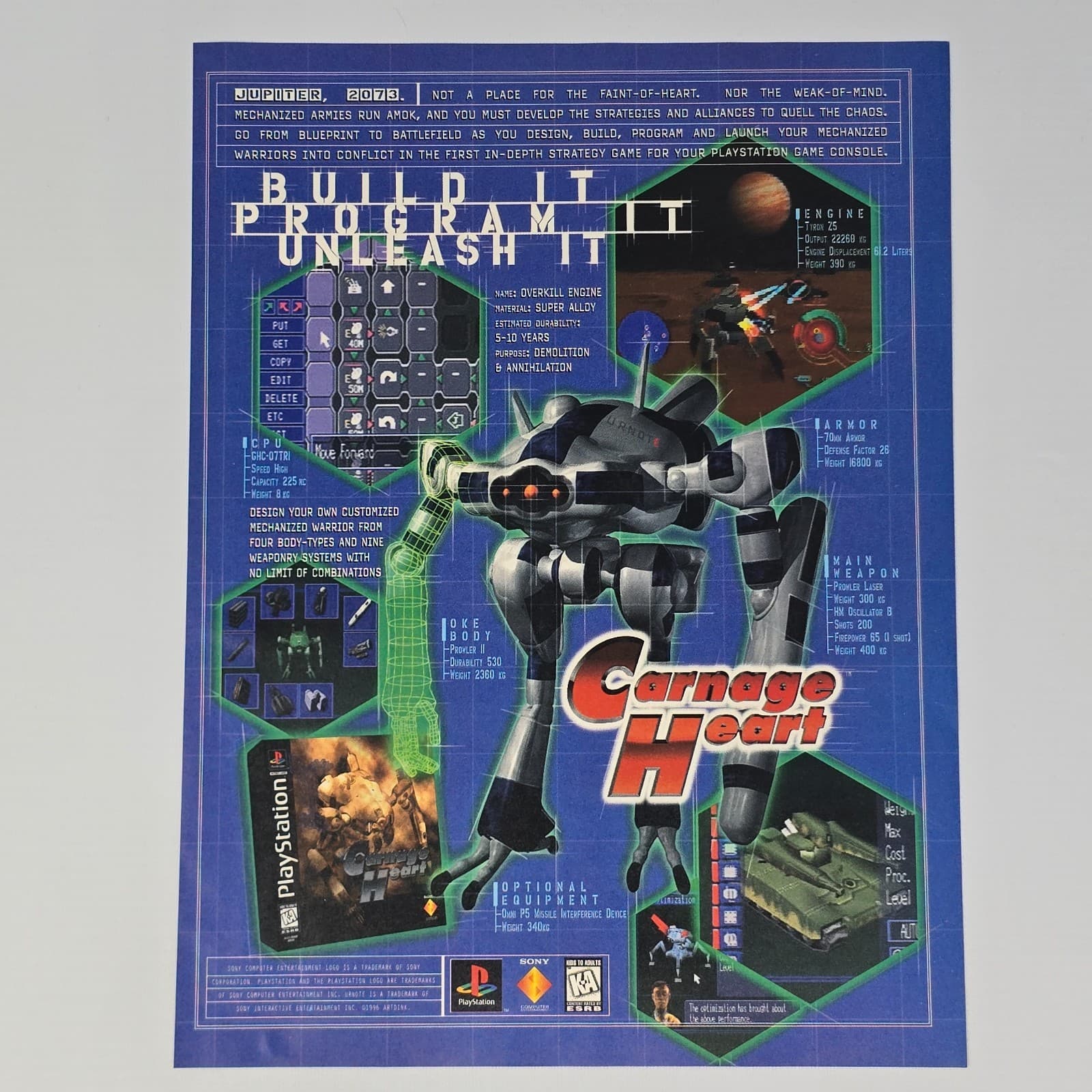Carnage Heart PlayStation PS1 Program It Print Ad/Poster