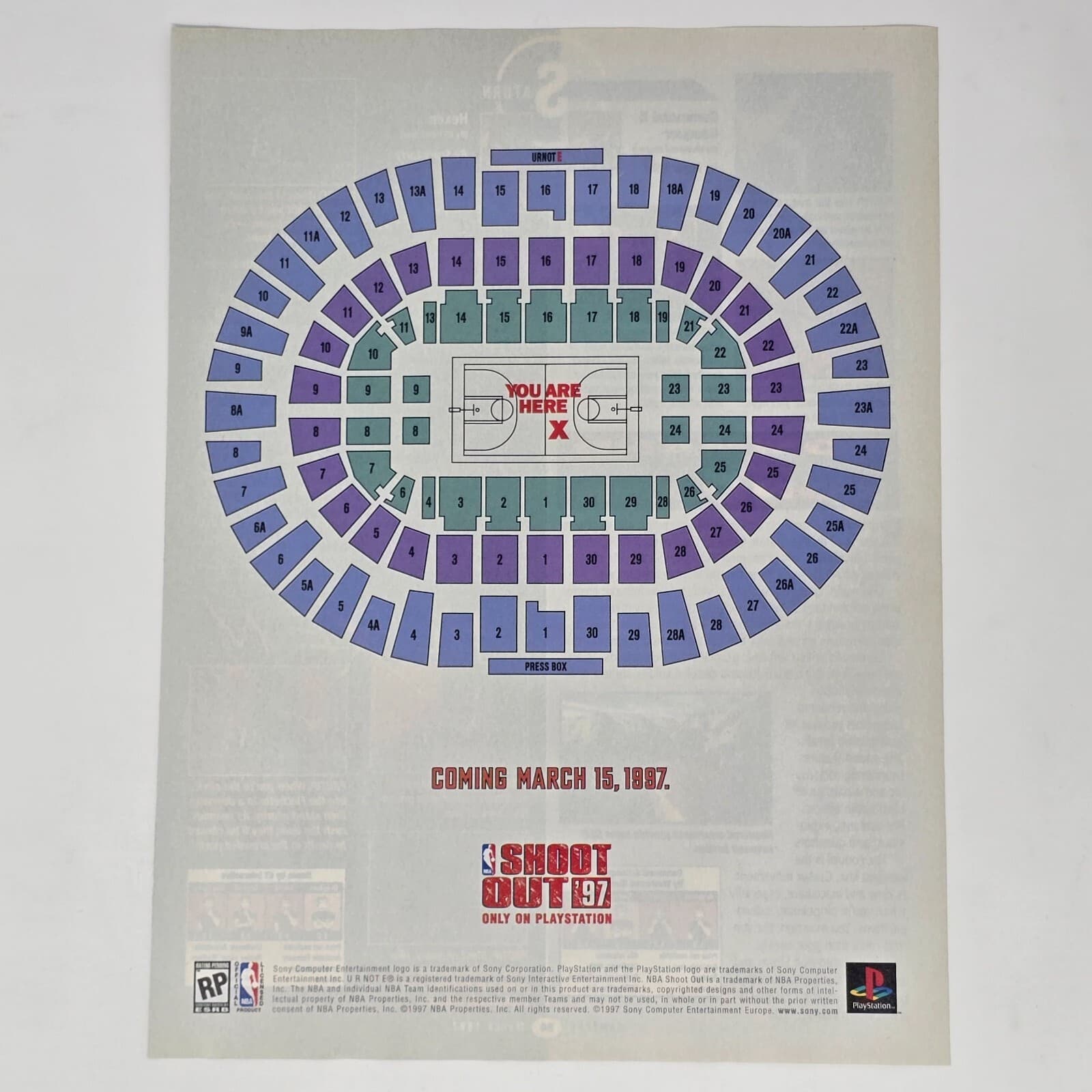 NBA ShootOut 97 Sony PlayStation 1 PS1 You Are Here Print Ad/Poster Promo Art