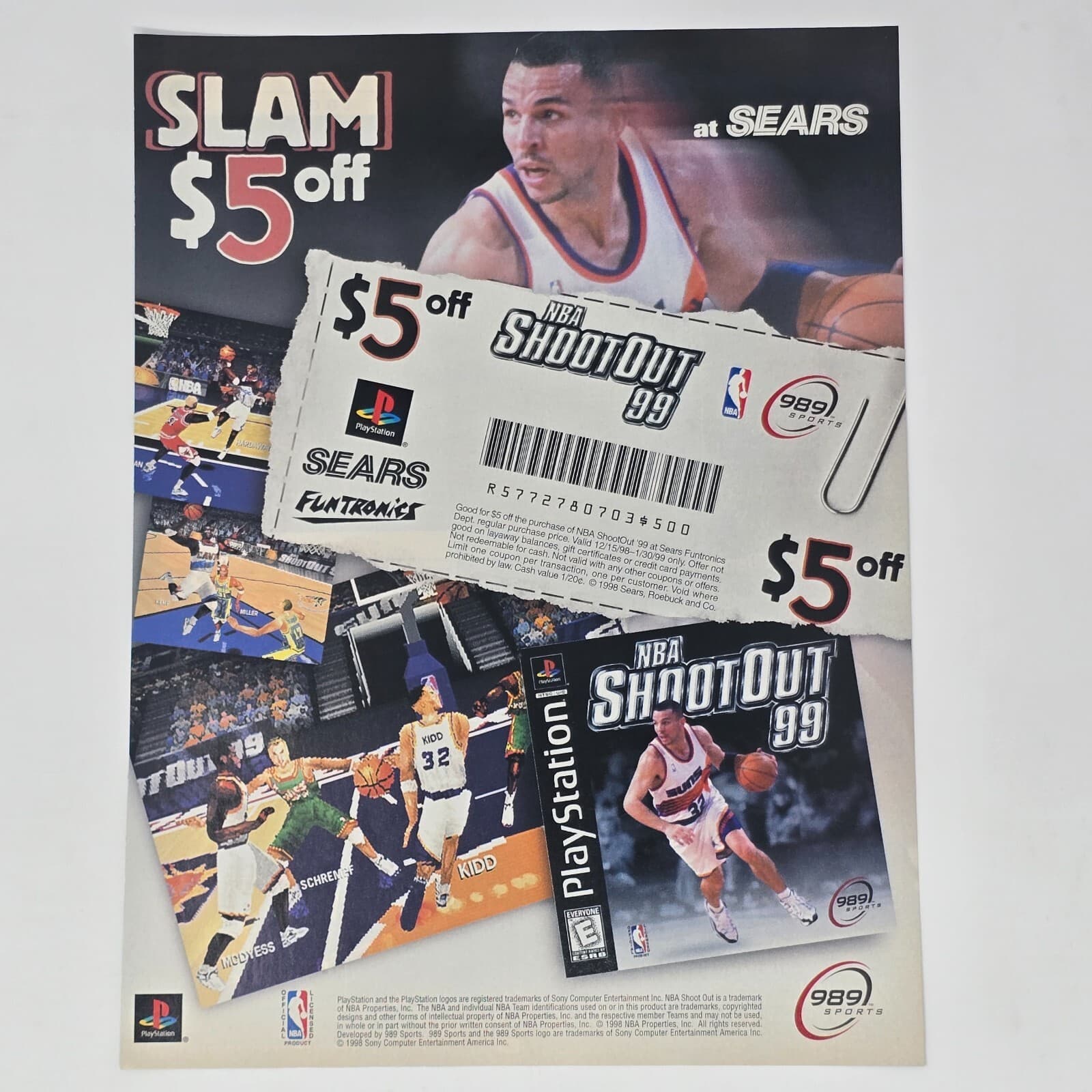 NBA ShootOut 99 Sony PlayStation 1 PS1 Jason Kidd Print Ad/Poster Promo Art