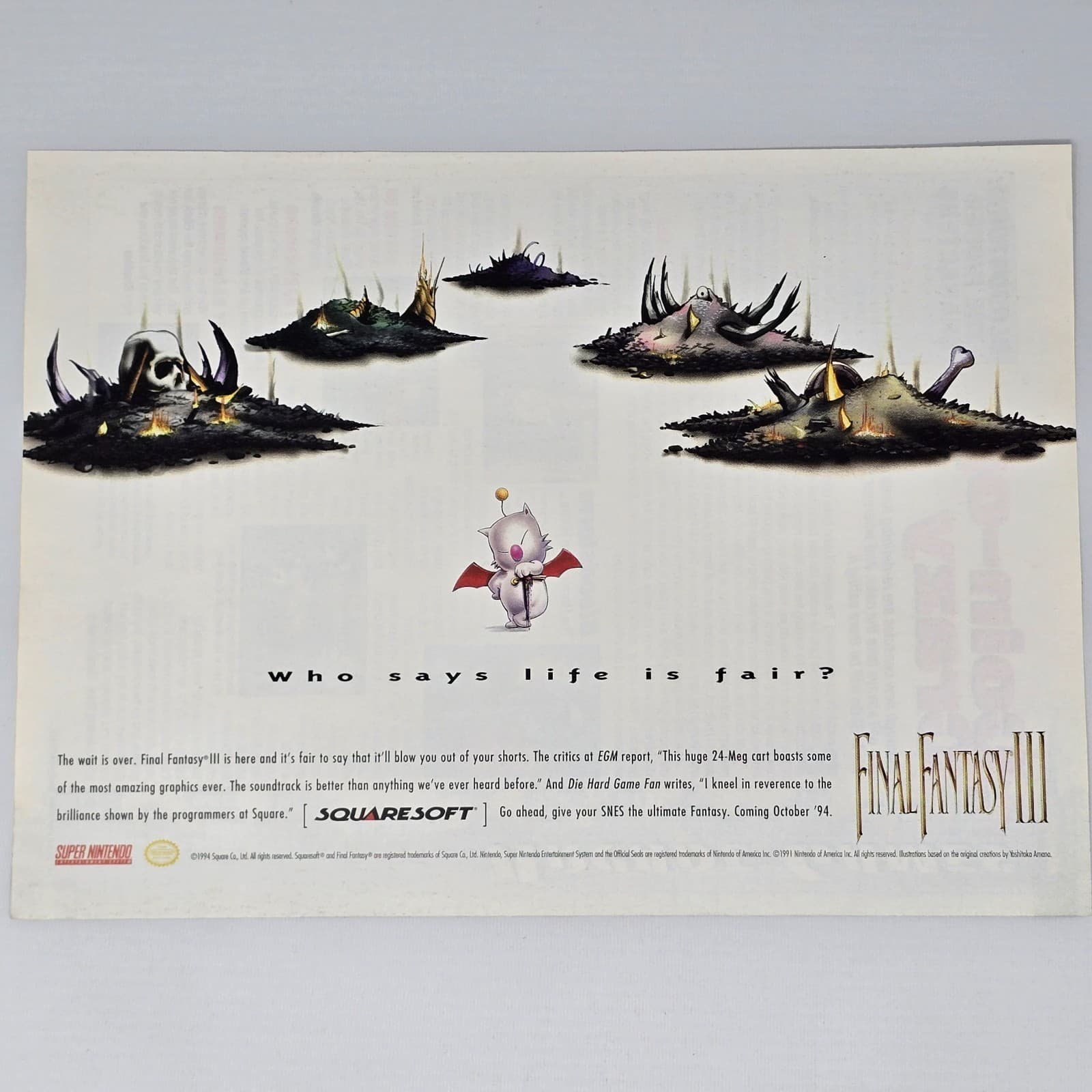 Final Fantasy 3 Super Nintendo SNES Life Is Fair? Print Ad/Poster