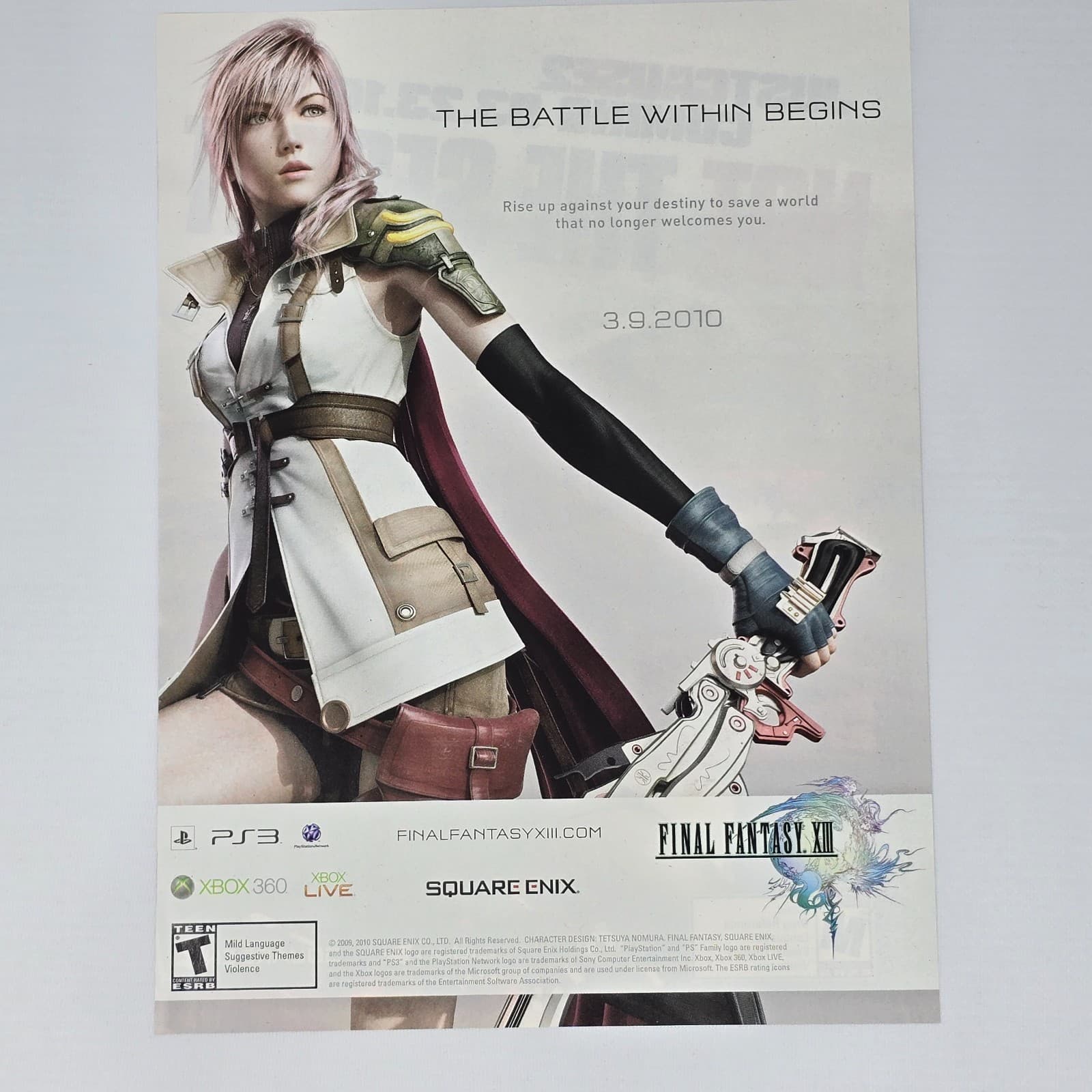 Final Fantasy 13 Xbox 360 PlayStation 3 PS3 Battle Within Print Ad/Poster