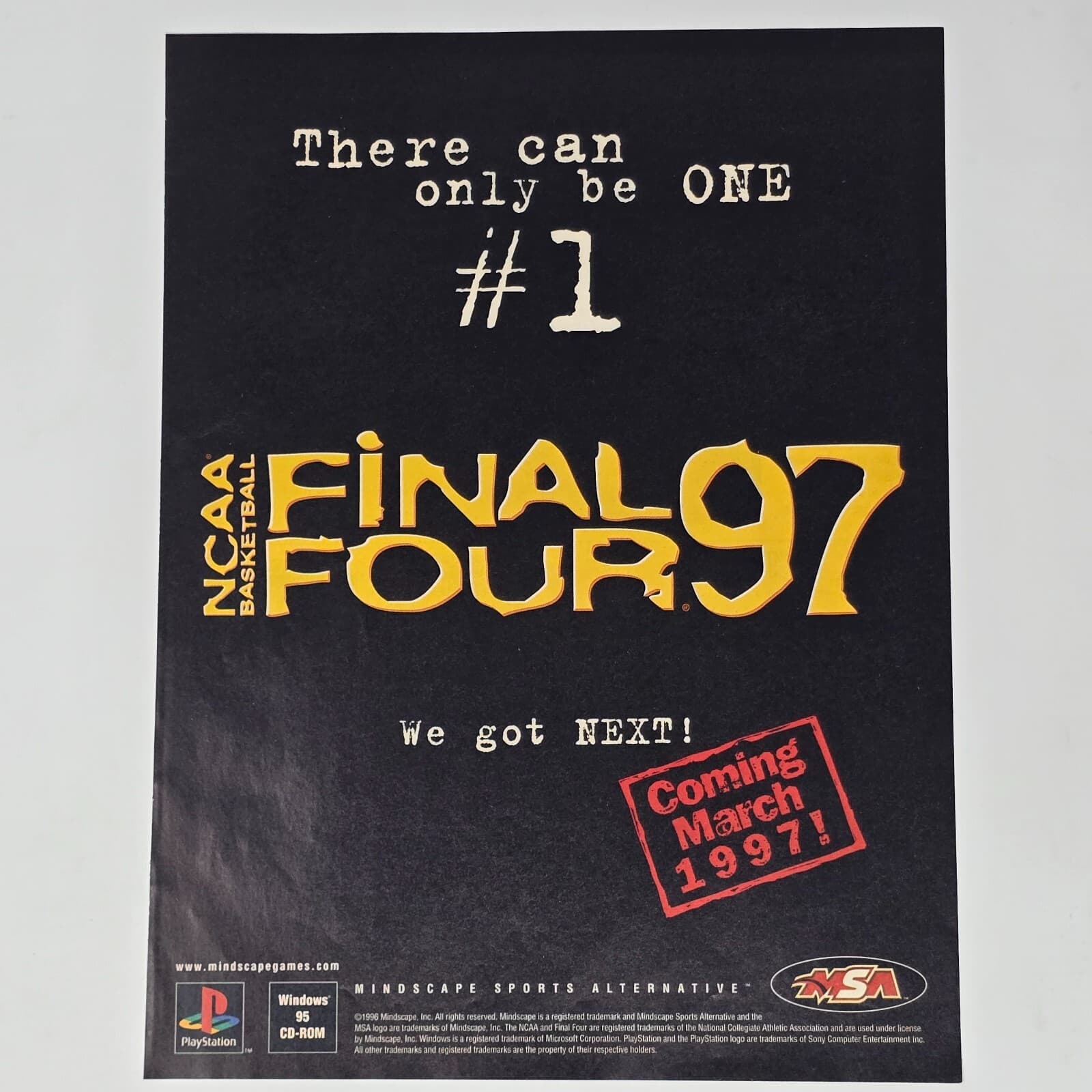 NCAA Final Four 97 Sony PlayStation 1 PS1 PC Only One Print Ad/Poster Promo Art