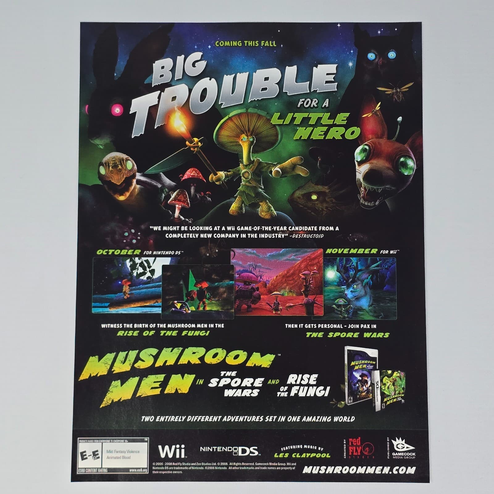 Mushroom Men Wii Nintendo DS NDS Big Trouble Print Ad/Poster