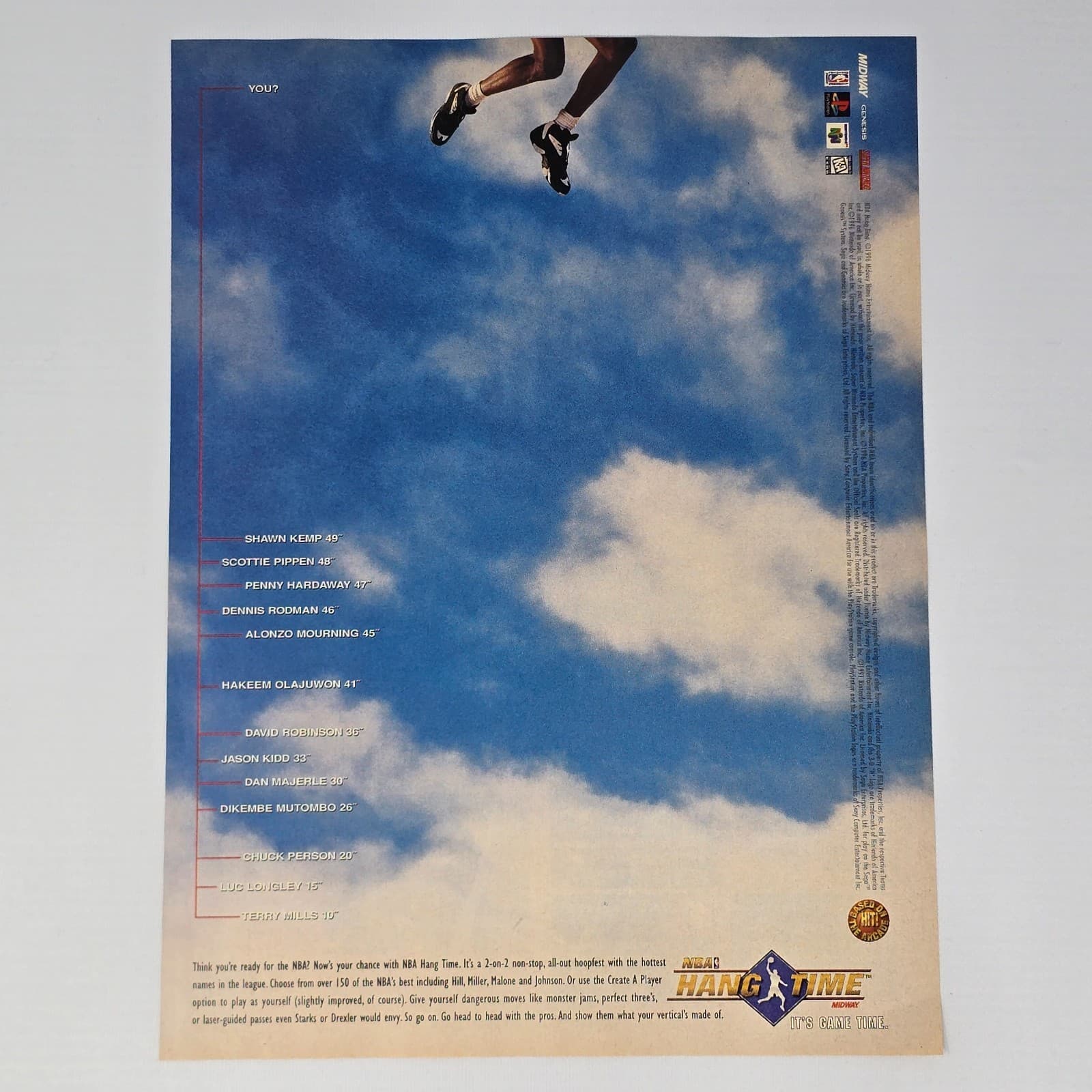 NBA Hang Time PlayStation 1 PS1 Nintendo 64 N64 Pippen Print Ad/Poster