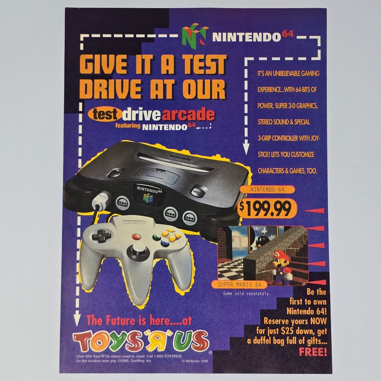 Nintendo 64 Console Toys R Us Print Ad/Poster