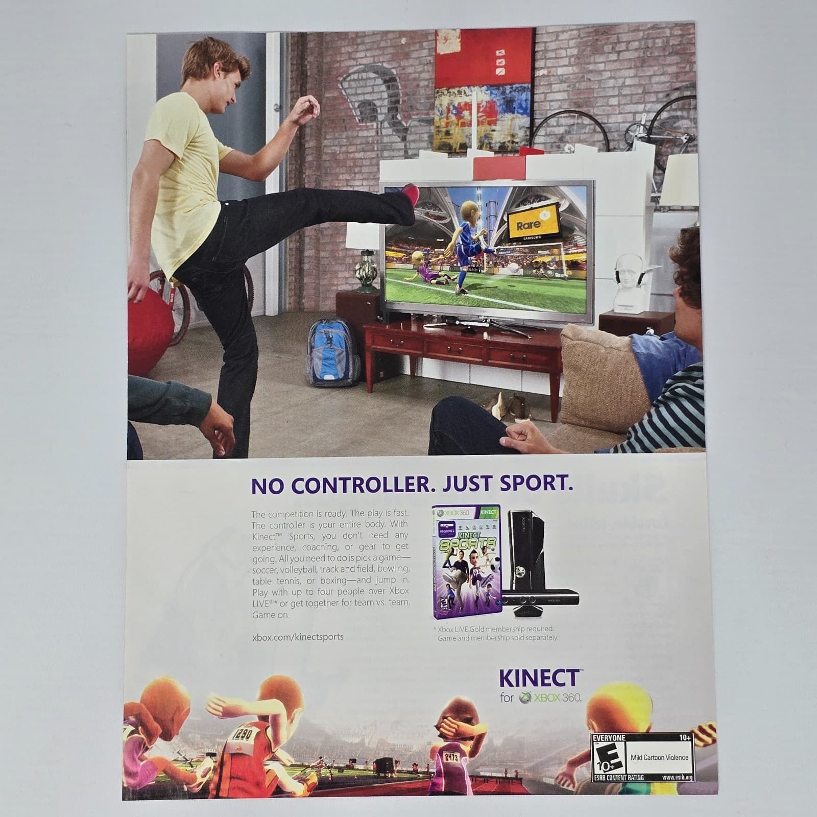 Kinect Sports Xbox 360 No Controller Print Ad/Poster
