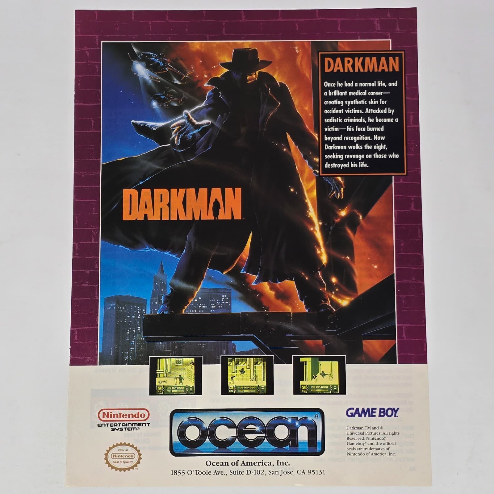 Darkman Nintendo GameBoy Normal Life Print Ad/Poster Art