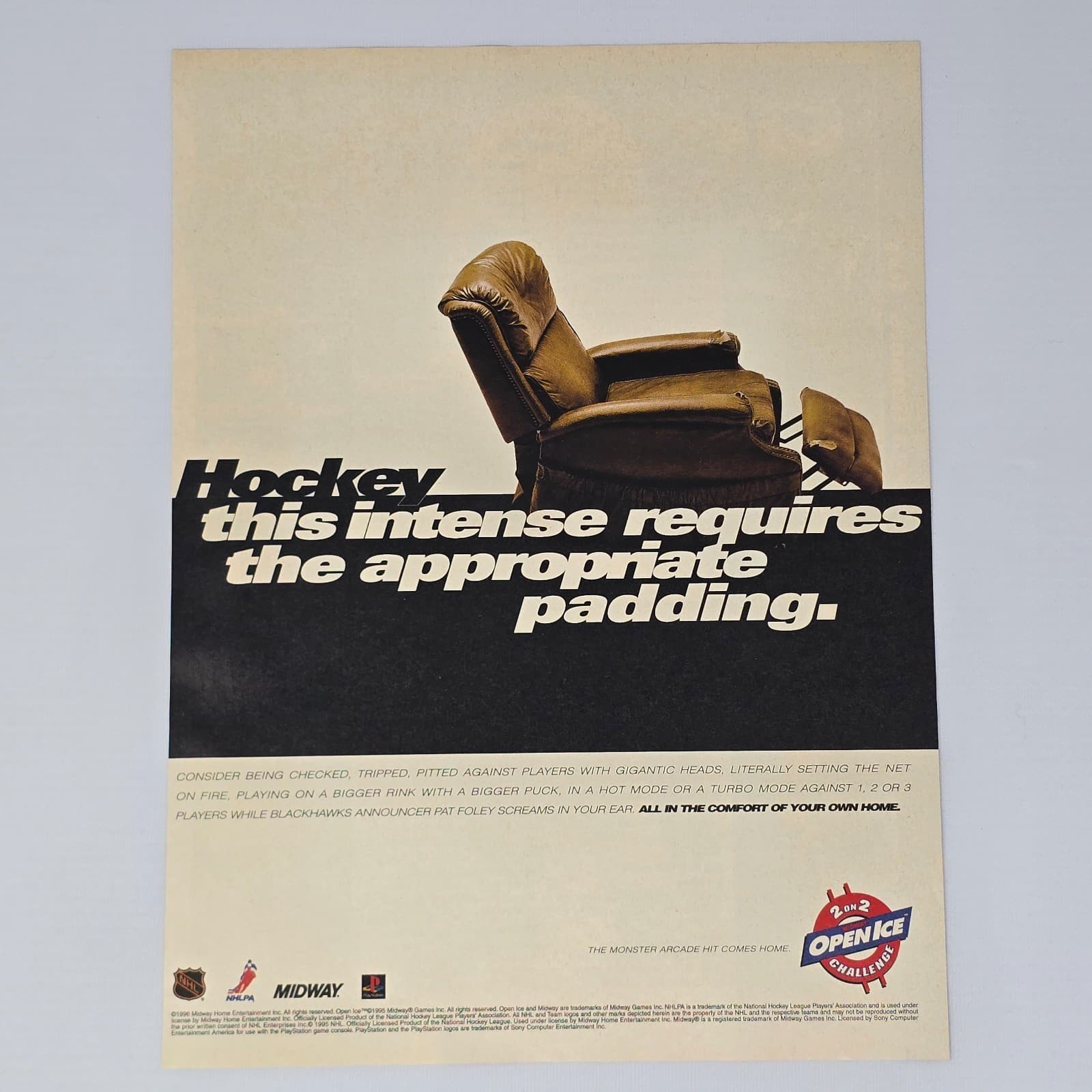 Open Ice Challenge Sony PlayStation 1 PS1 2 On 2 Print Ad/Poster