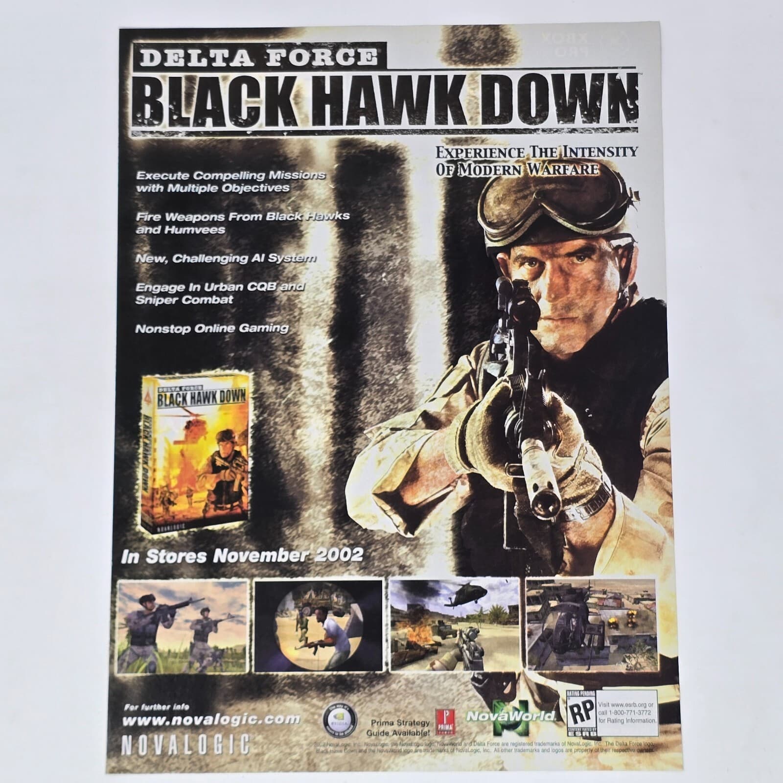 Delta Force Black Hawk Down Xbox PlayStation 2 PS2 PC Print Ad/Poster Art