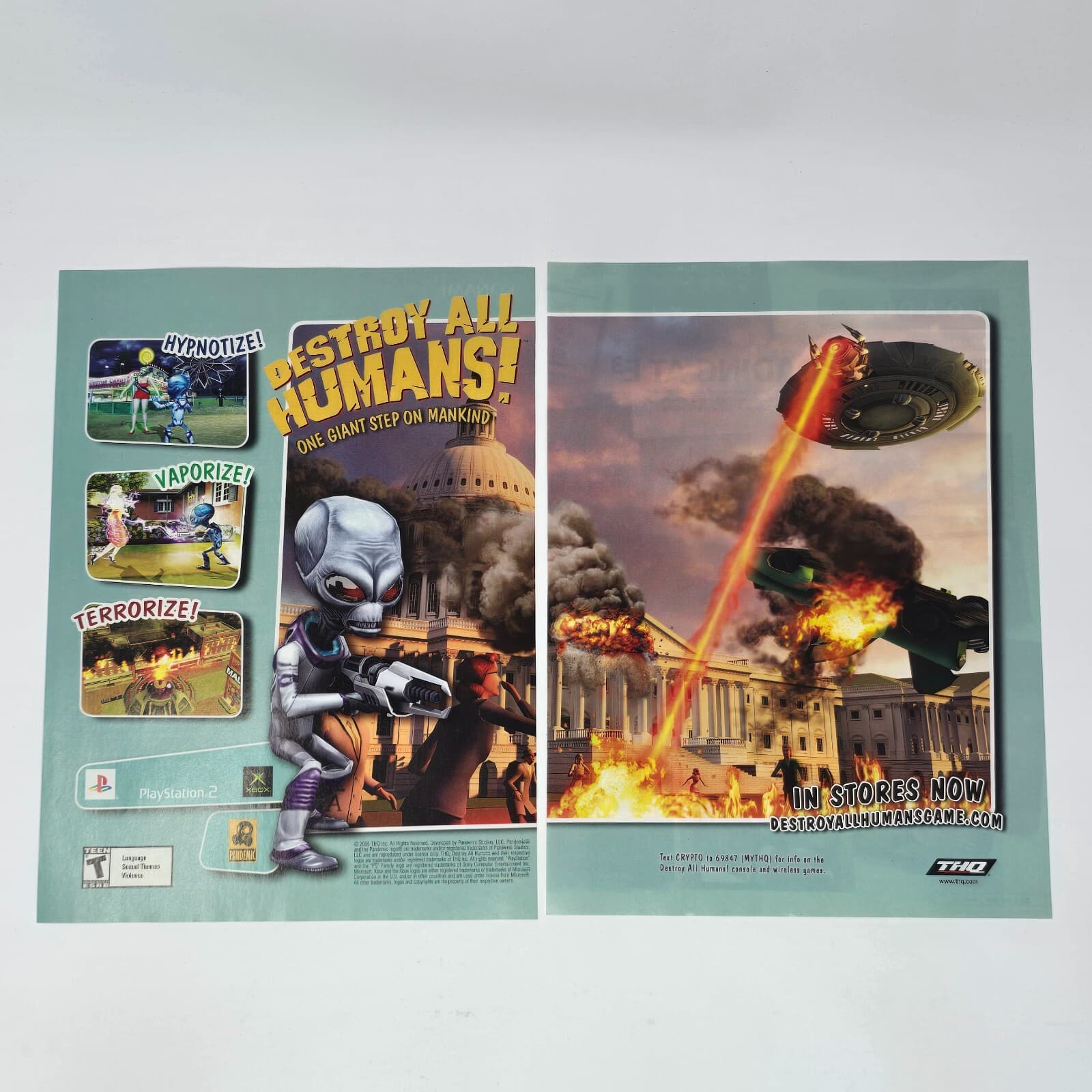 Destroy All Humans PlayStation 2 PS2 Xbox Giant Step Print Ad/Poster Art