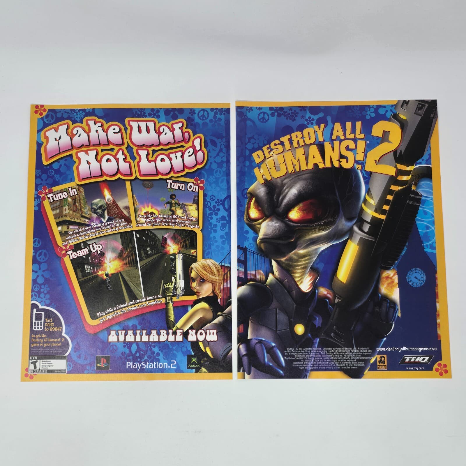 Destroy All Humans 2 PlayStation 2 PS2 Xbox Make War Print Ad/Poster Art